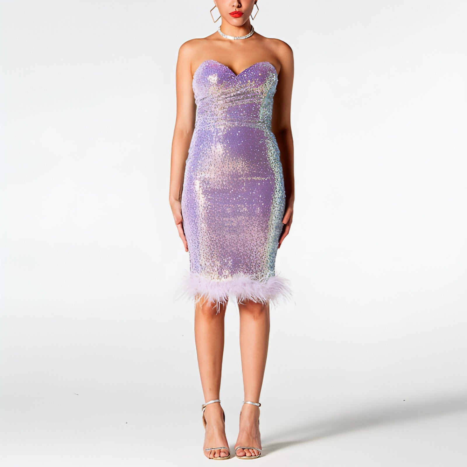 Vestido tubo de moda con escote en la cadera para mujer