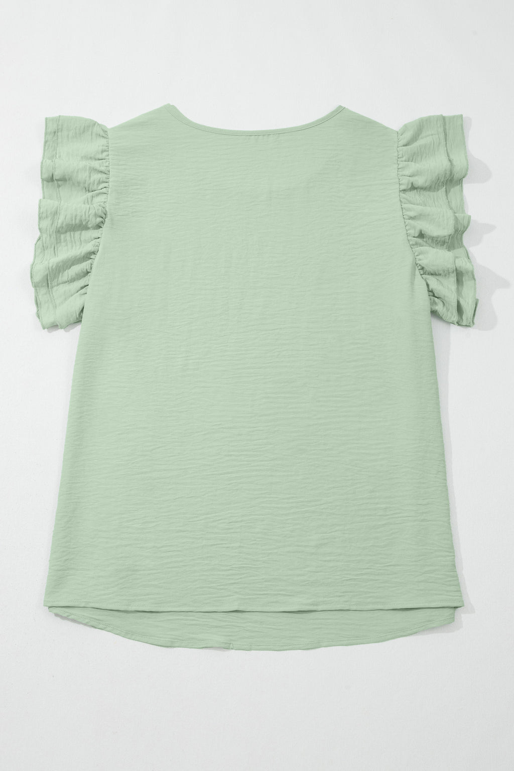 Clearly Aqua Plus Size Crew Neck Ruffle Sleeve Top