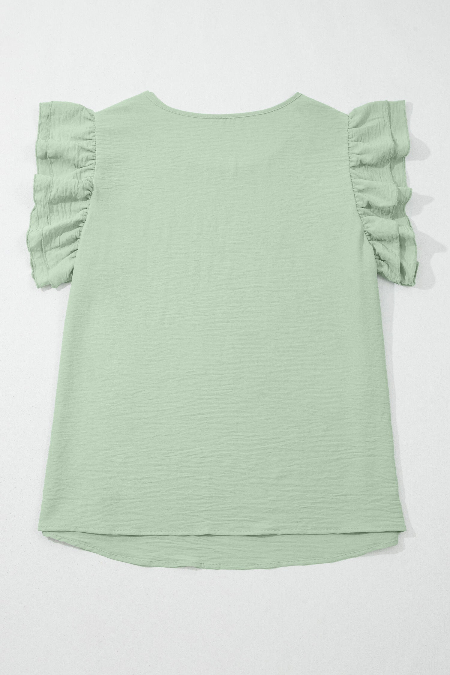 Clearly Aqua Plus Size Crew Neck Ruffle Sleeve Top