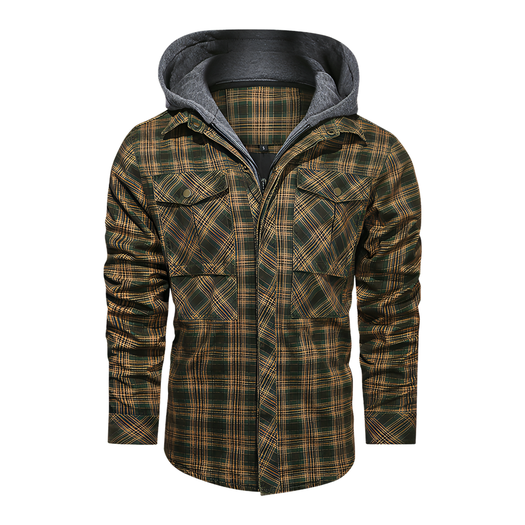 Chaqueta de cuadros de manga larga para hombre