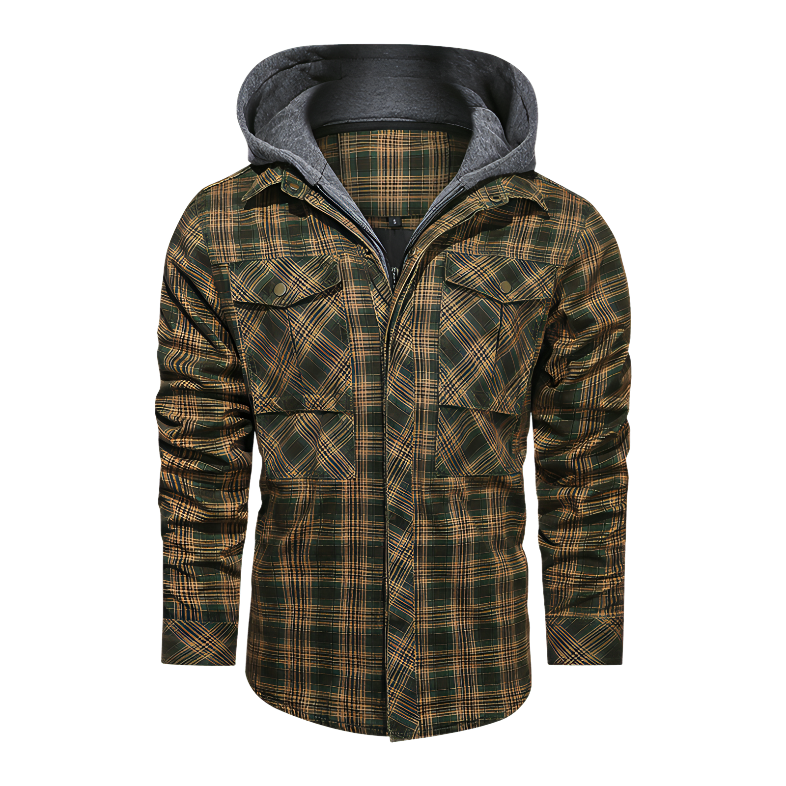 Men Long-sleeved Plaid Jacket