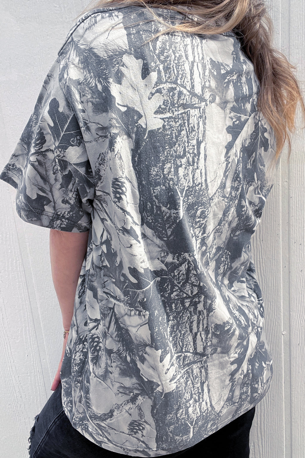 Gray Woodland Camouflage LOVE LIKE JESUS Plus Size T Shirt