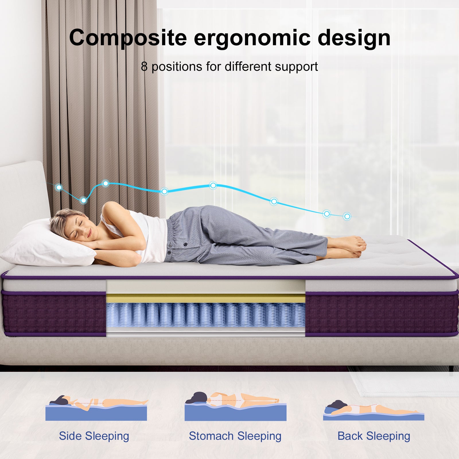 LuneluX_Sleep – 12-Inch Hybrid Mattress with Pocket Springs | Medium Soft | Boxed Comfort