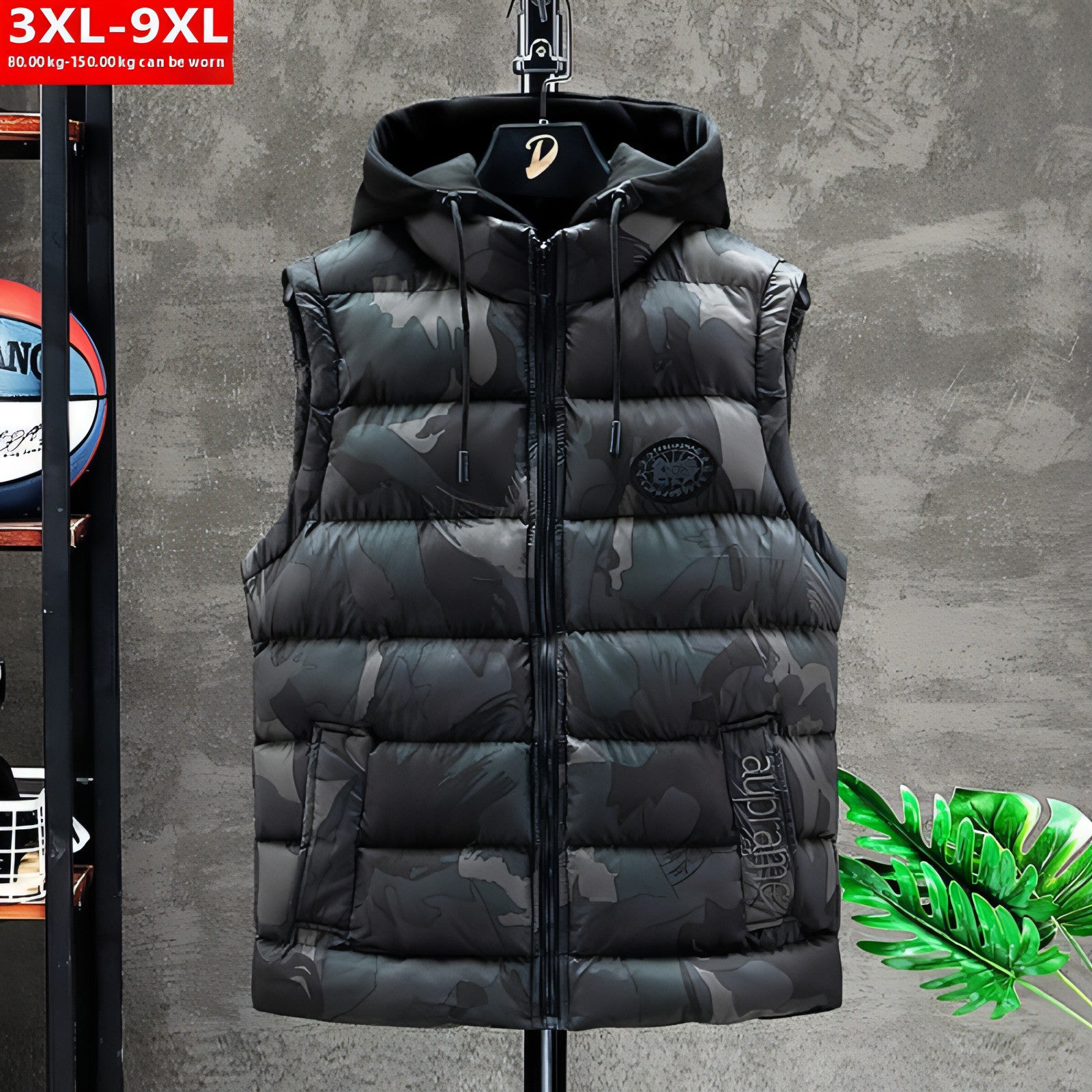 Autumn And Winter Men's Camouflage Hooded Cotton Vest Warm Sleeveless