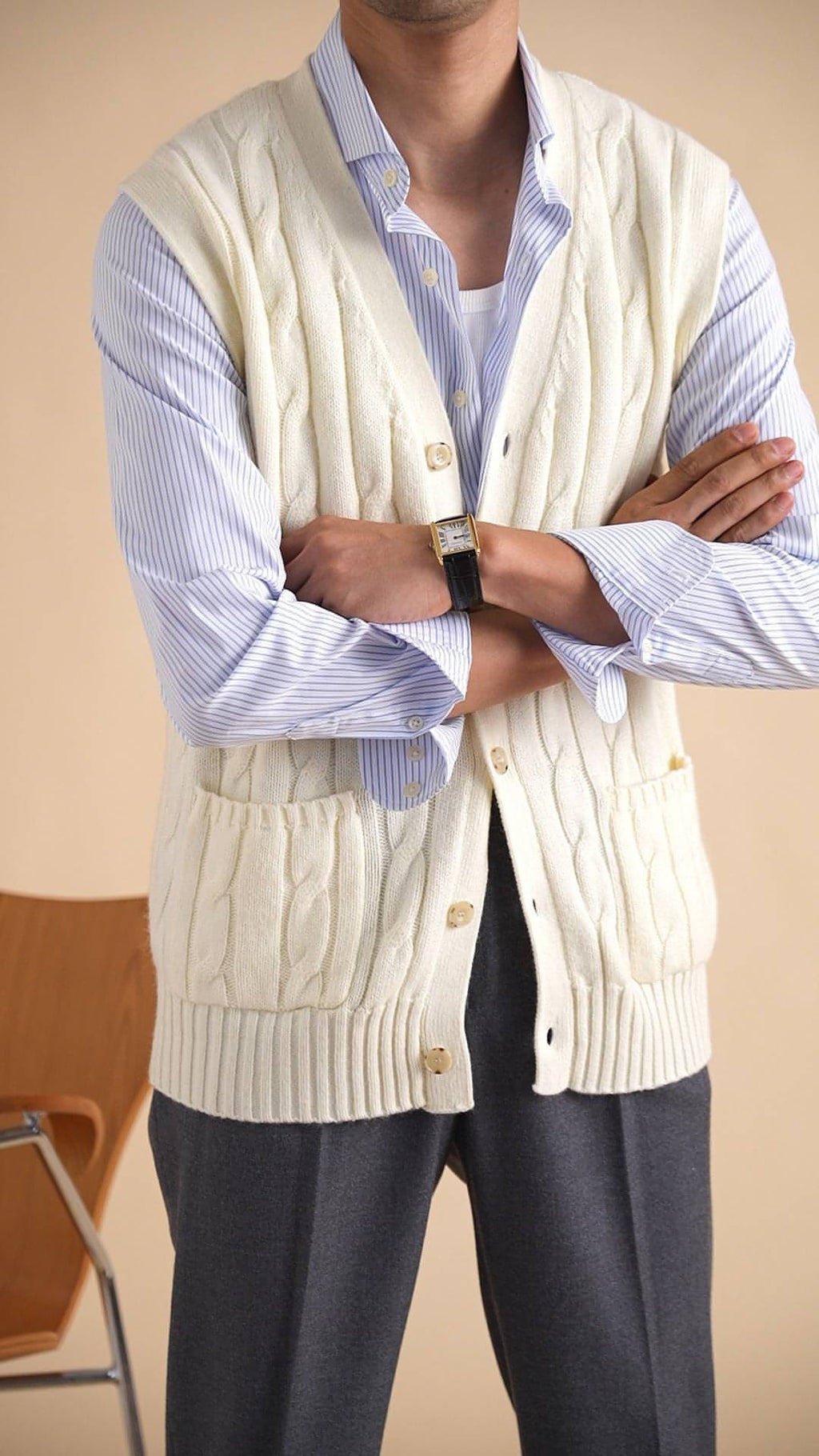 Suéter de lana tipo chaleco Aoyang para hombre, otoño e invierno