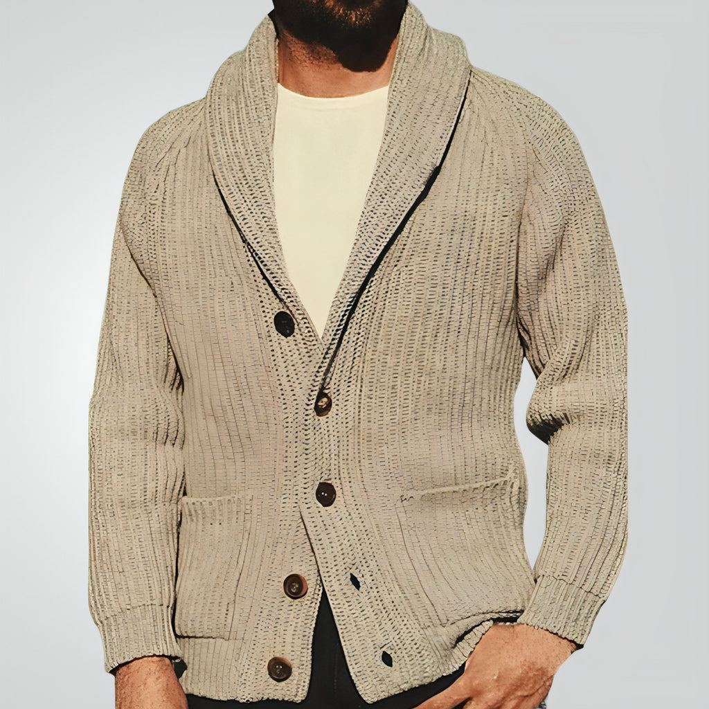 Cárdigan de punto con solapa para hombre, suéter de botones de moda con bolsillos, ropa de abrigo, top de manga larga para primavera y otoño