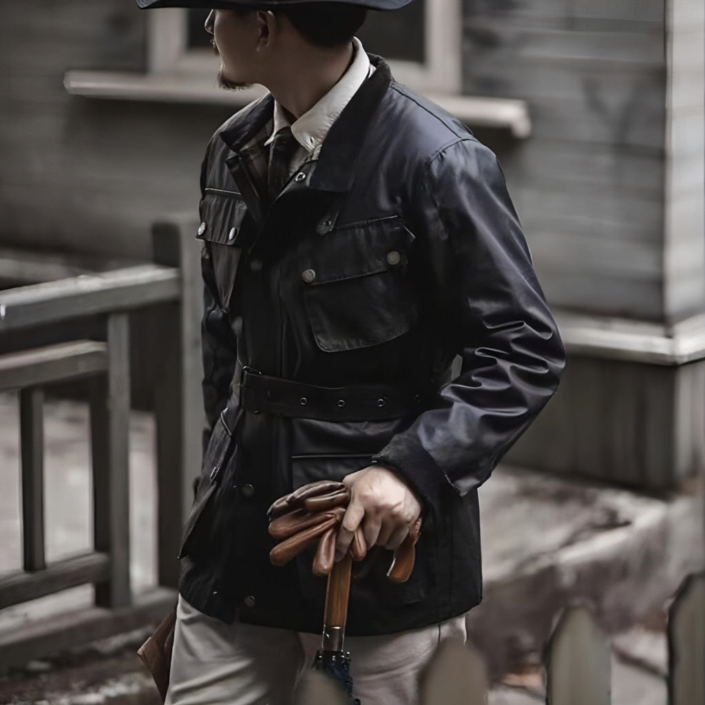 Oliewas jas Trench Retro Biker's waterdichte jas voor mannen