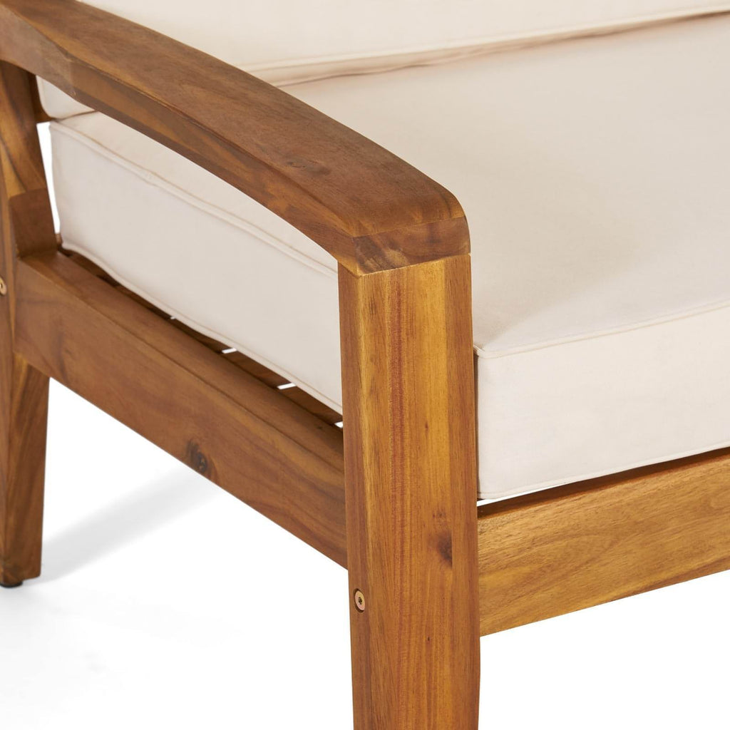 LuneluX_Home - Garden Club Chair Set (2 pcs, Acacia Wood & Beige Cushions)