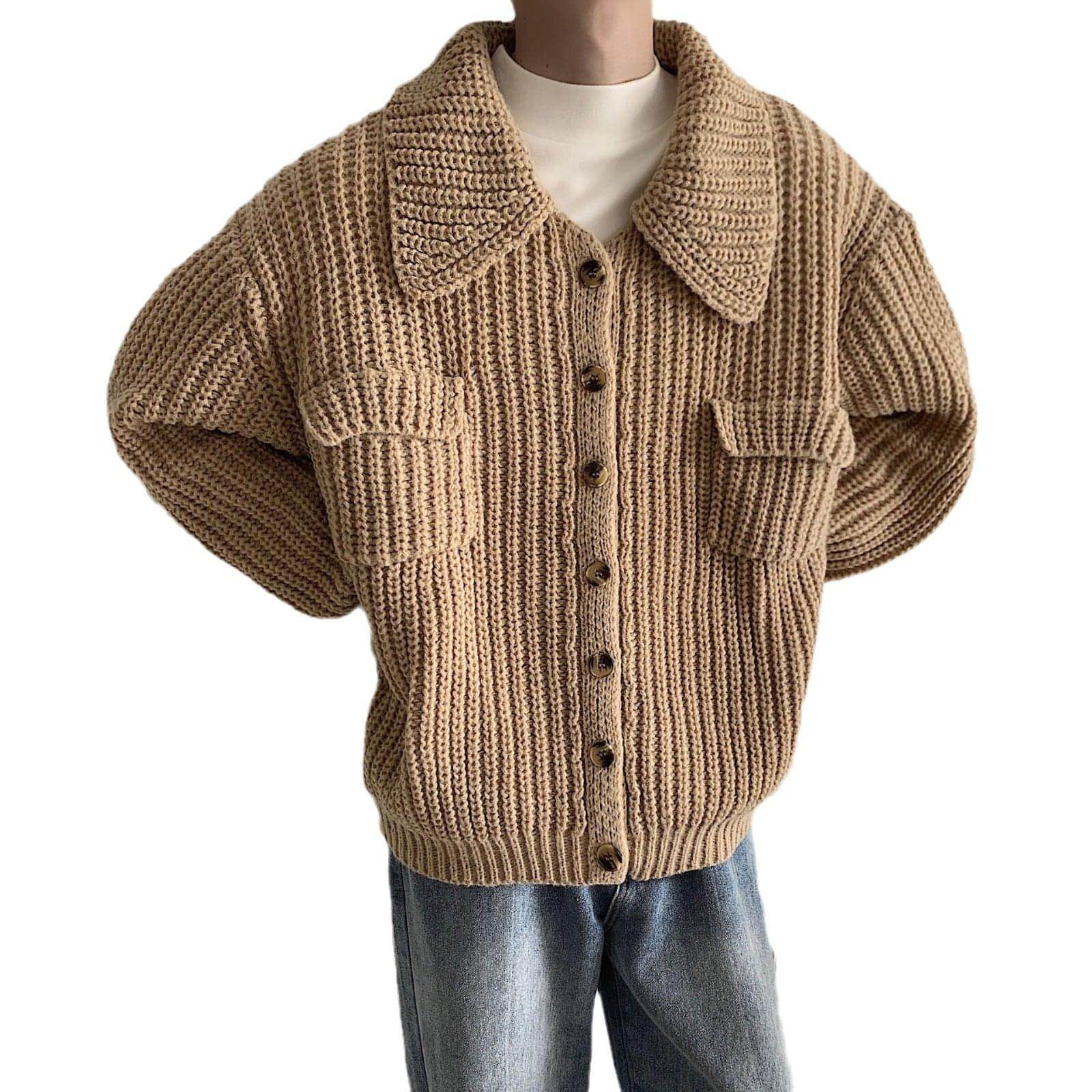 Sweter de lapela de inverno Cardigã solto de peito único