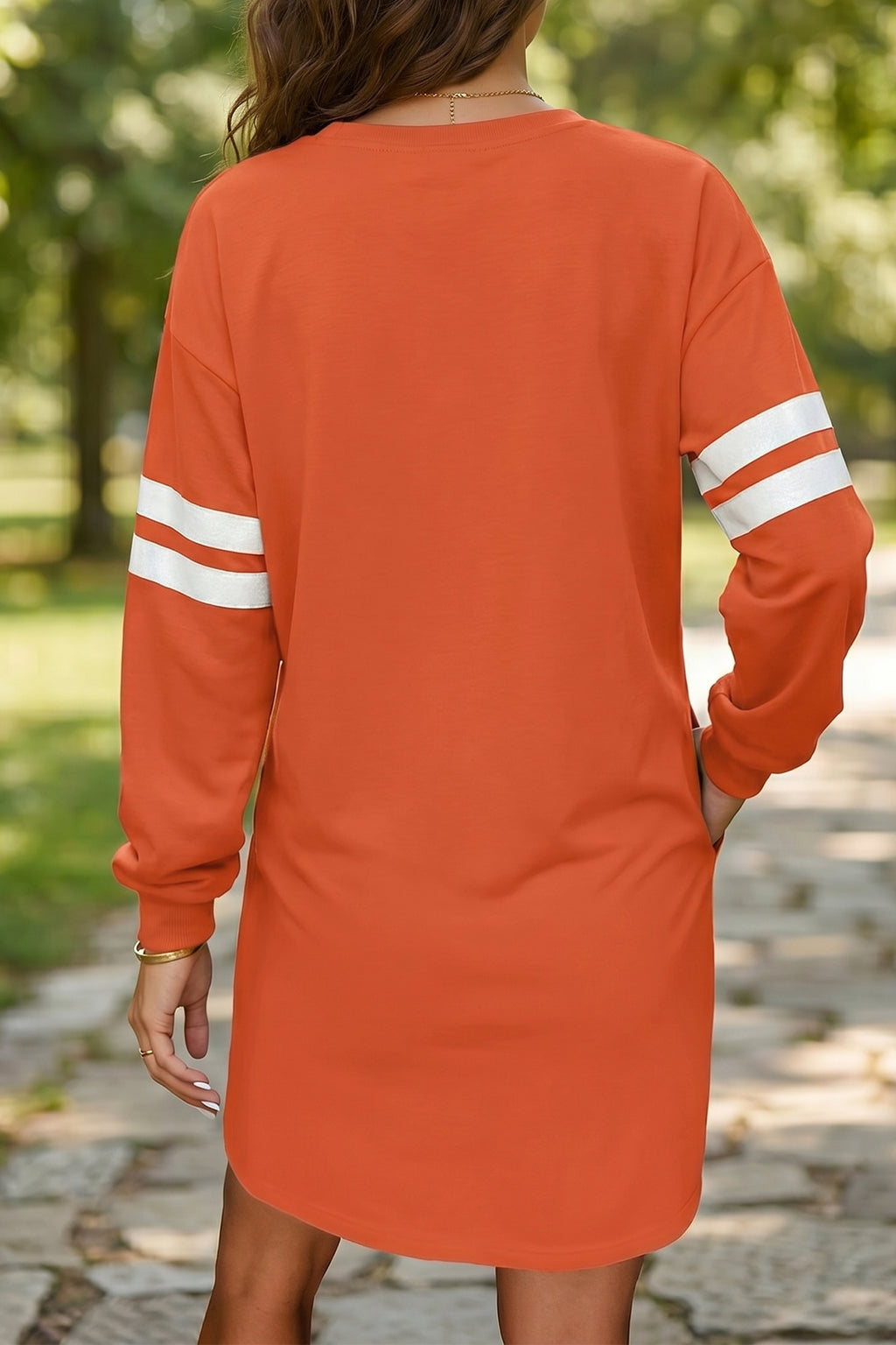 Black Varsity Contrast Banded Sleeve Shift Sweatshirt Dress