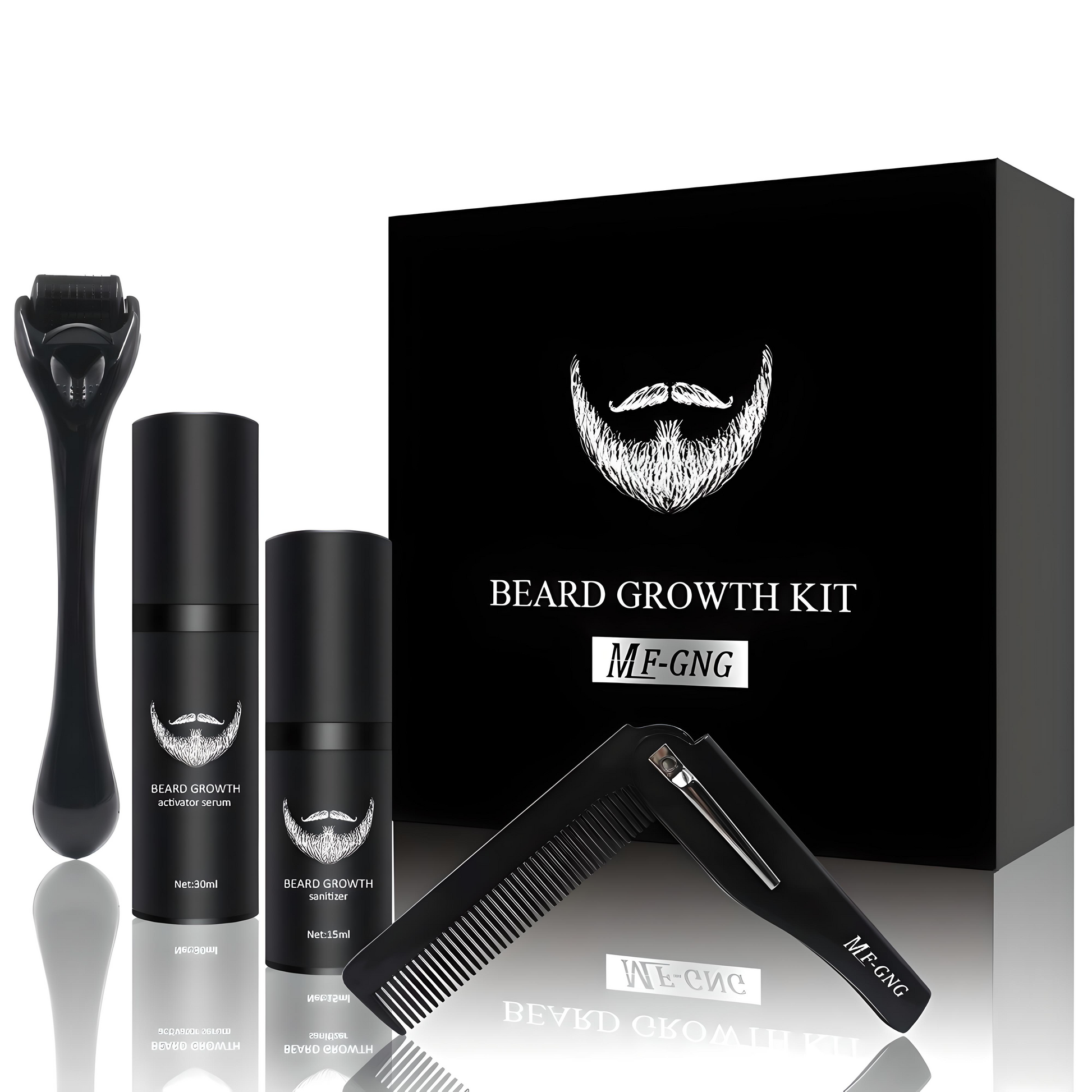 VOLTEN™ – Beard Grooming Kit with Derma Roller & Disinfectant