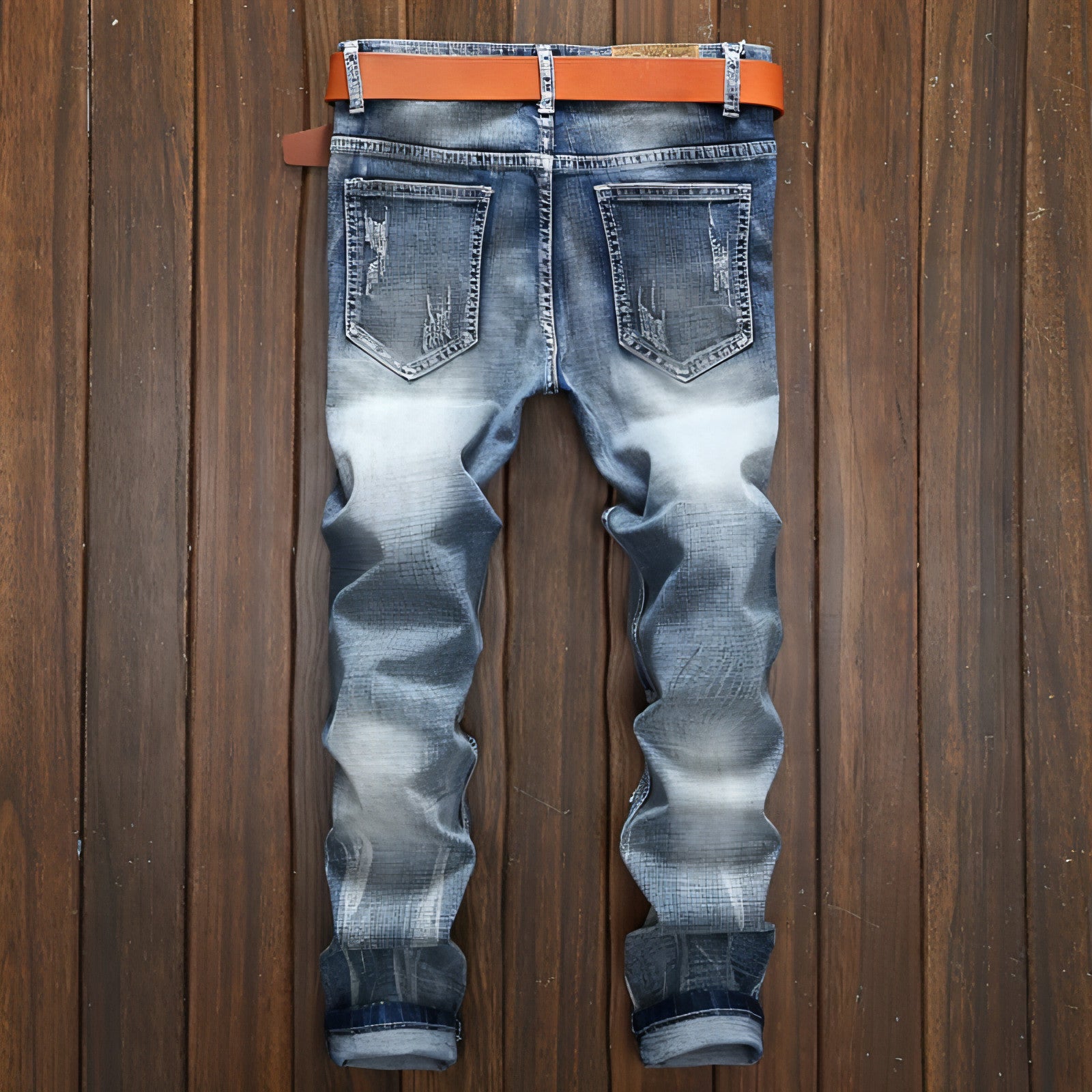 Pantalones vaqueros rotos de color claro para hombre, pantalones desgastados y desgastados, pantalones ajustados de pierna recta y pequeña