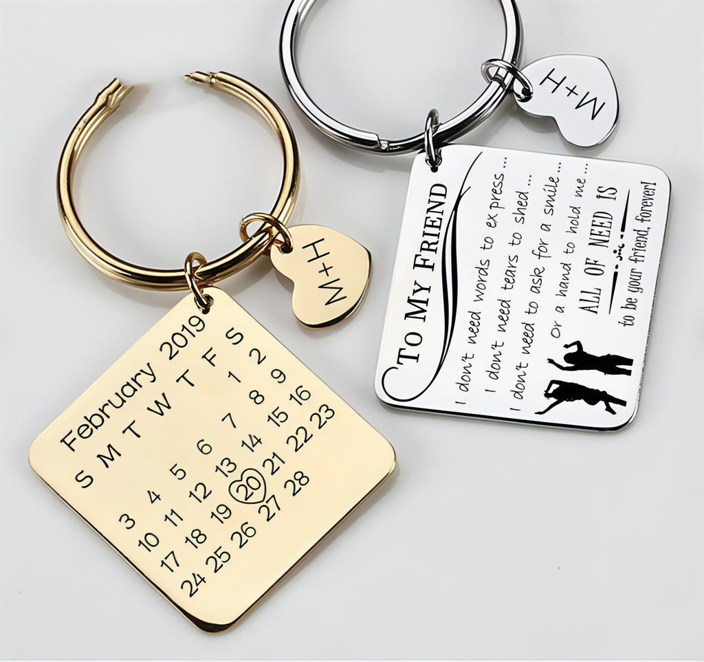 Personalized Calendar Keychain – Engraved Date Keepsake for Special Moments