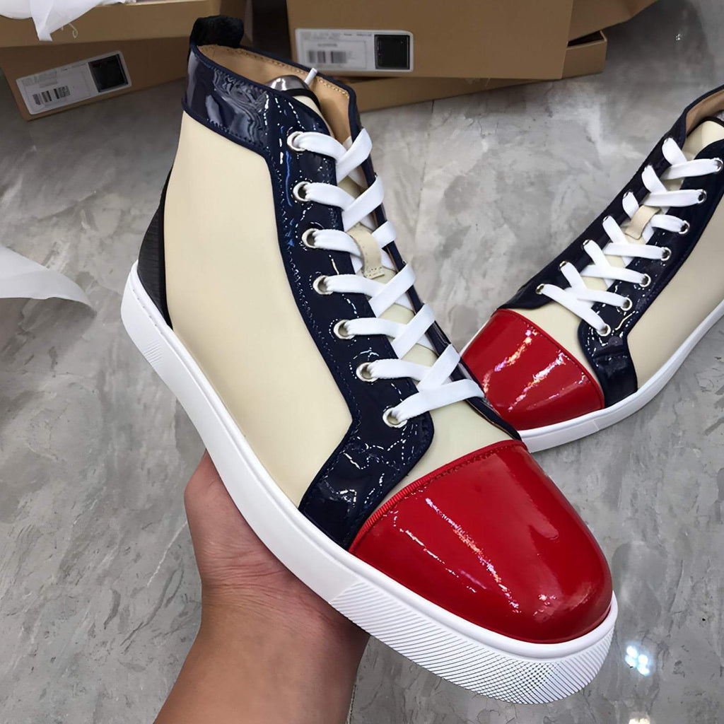 Zapatos de tabla casuales de caña alta para hombre con estampado de cocodrilo, deportivos, de cuero, con cara clara, para celebridades de Internet