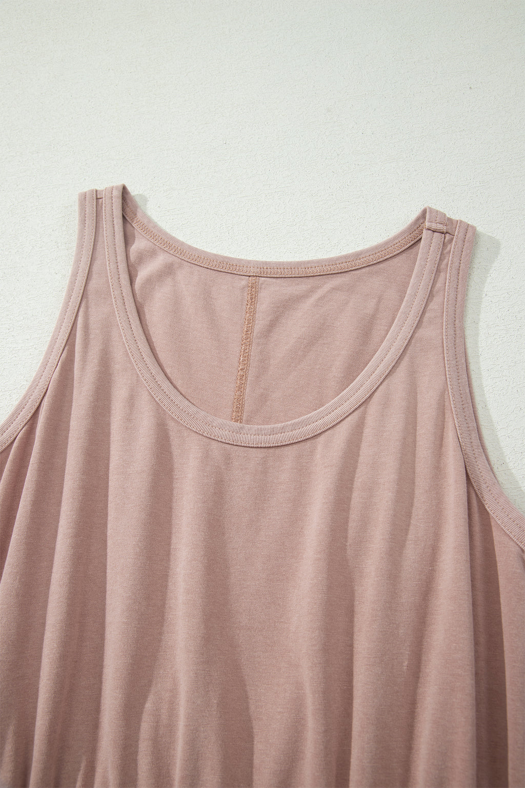 Smoke Gray Mineral Wash U Neck Elastic Waist Sleeveless Mini Dress