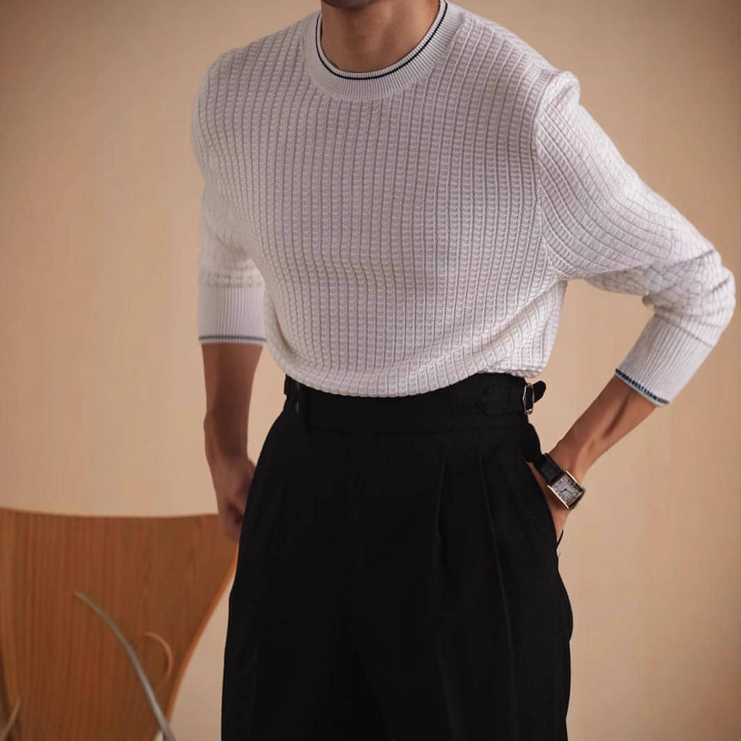 Camiseta de otoño e invierno para hombre, de manga larga, informal, de negocios