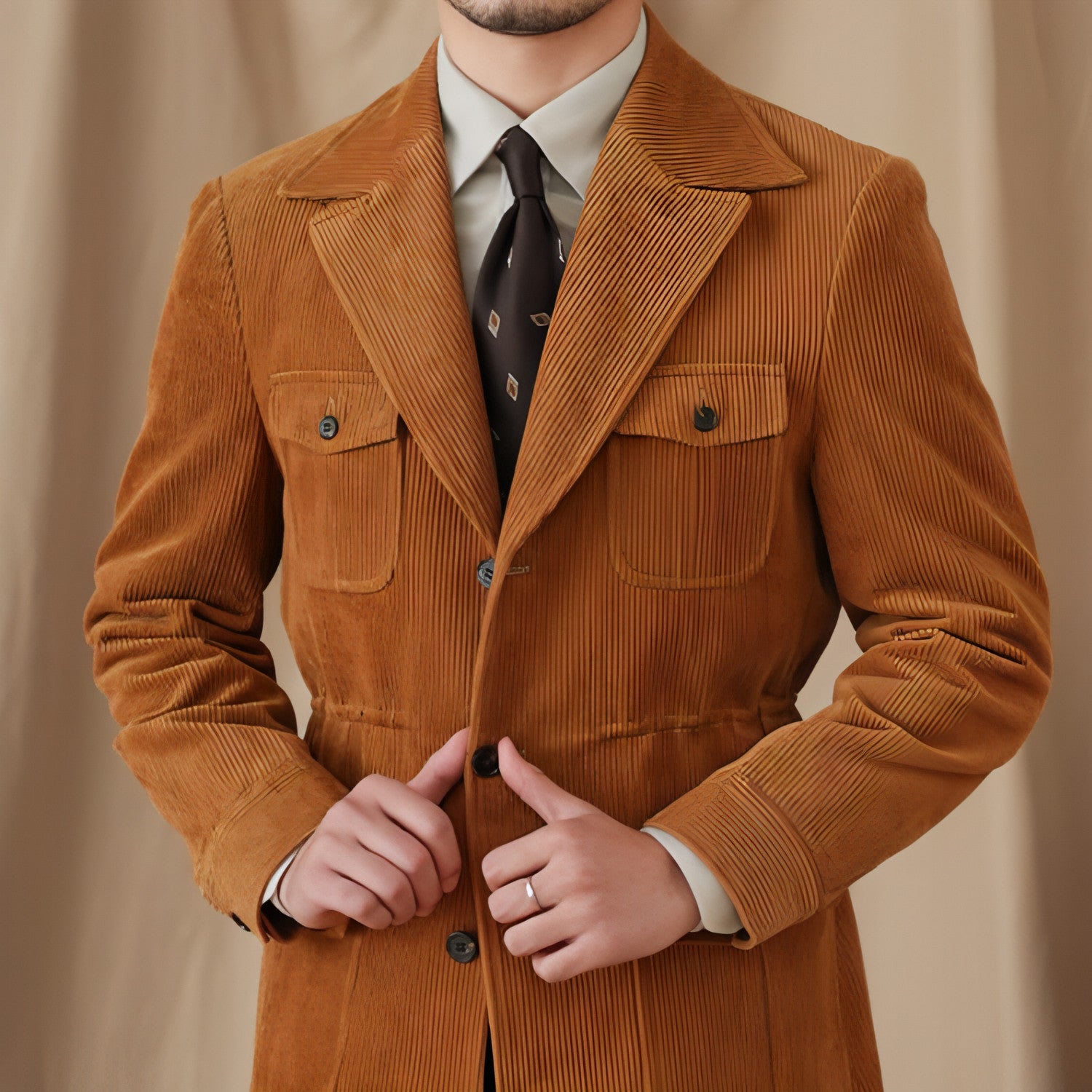 GentleFibre™ – Retro Corduroy Safari Jacket (100% Cotton)