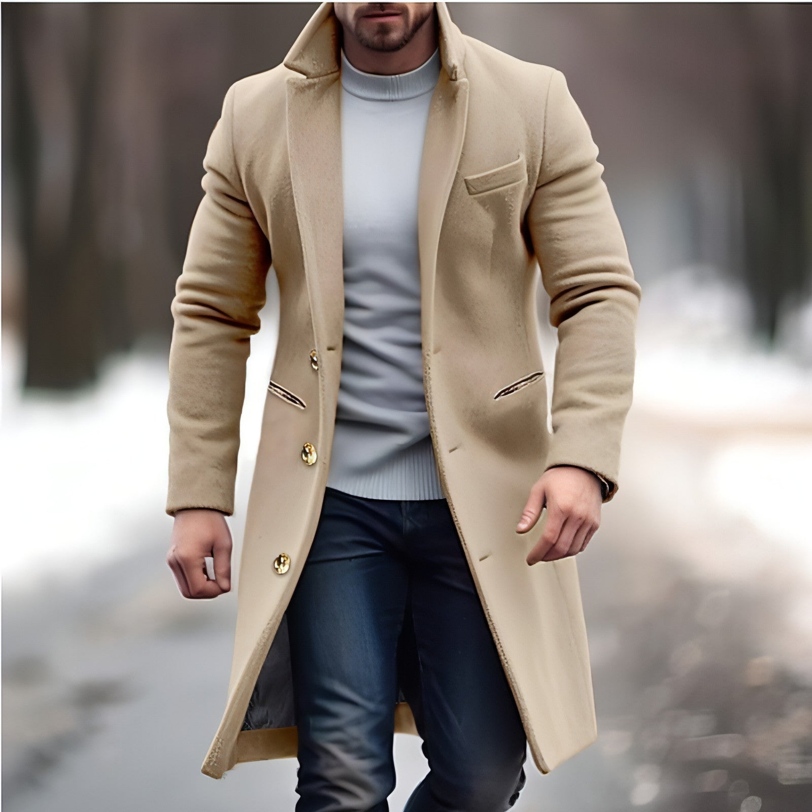 Casaco de lã casaco masculino de comprimento médio de comprimento multicolorido