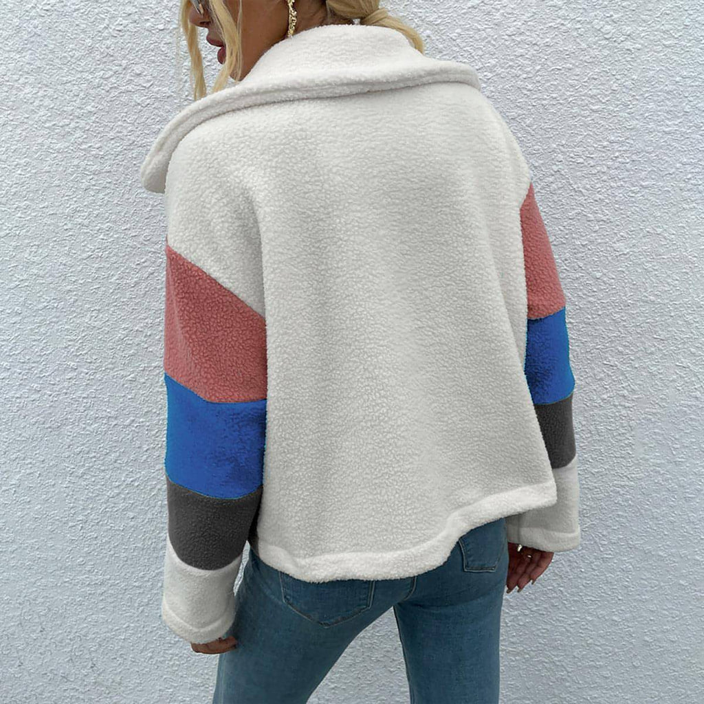Glänzende Jacke mit Button-Down-Kragen und Farbblockdesign