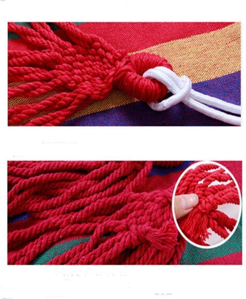 WoneNice™ – Double Cotton Hammock for 2 Persons, Striped Red (Spain Warehouse)