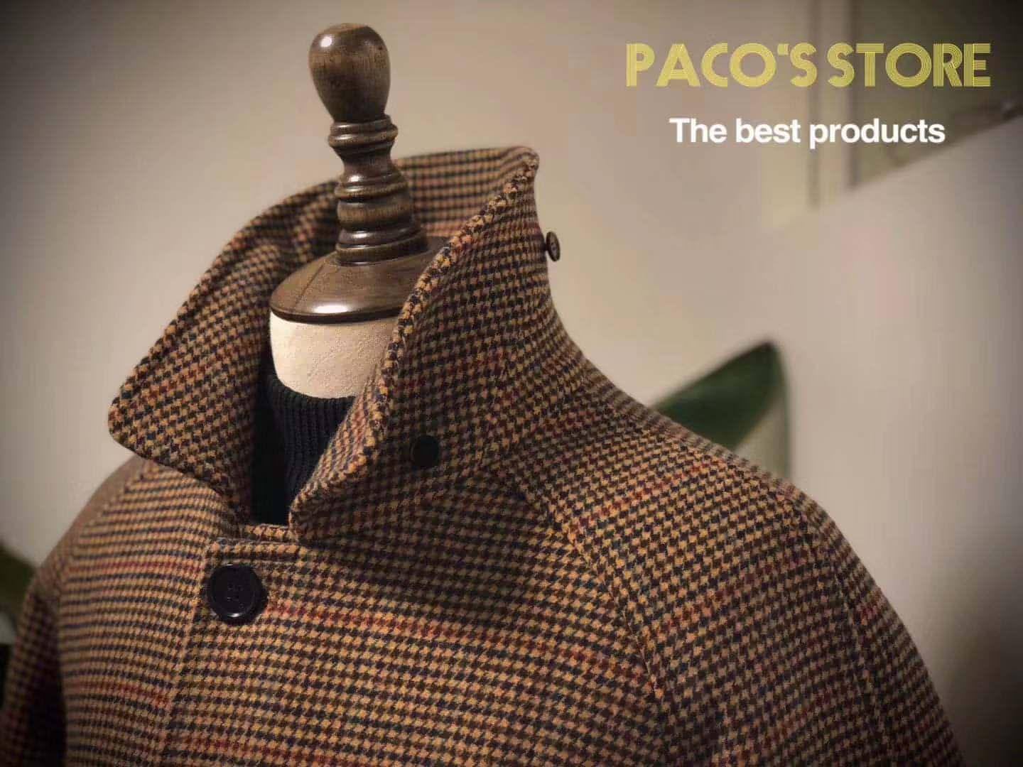 Cavalheiro vintage Houndstooth masculino de lã de lã de lã Trench