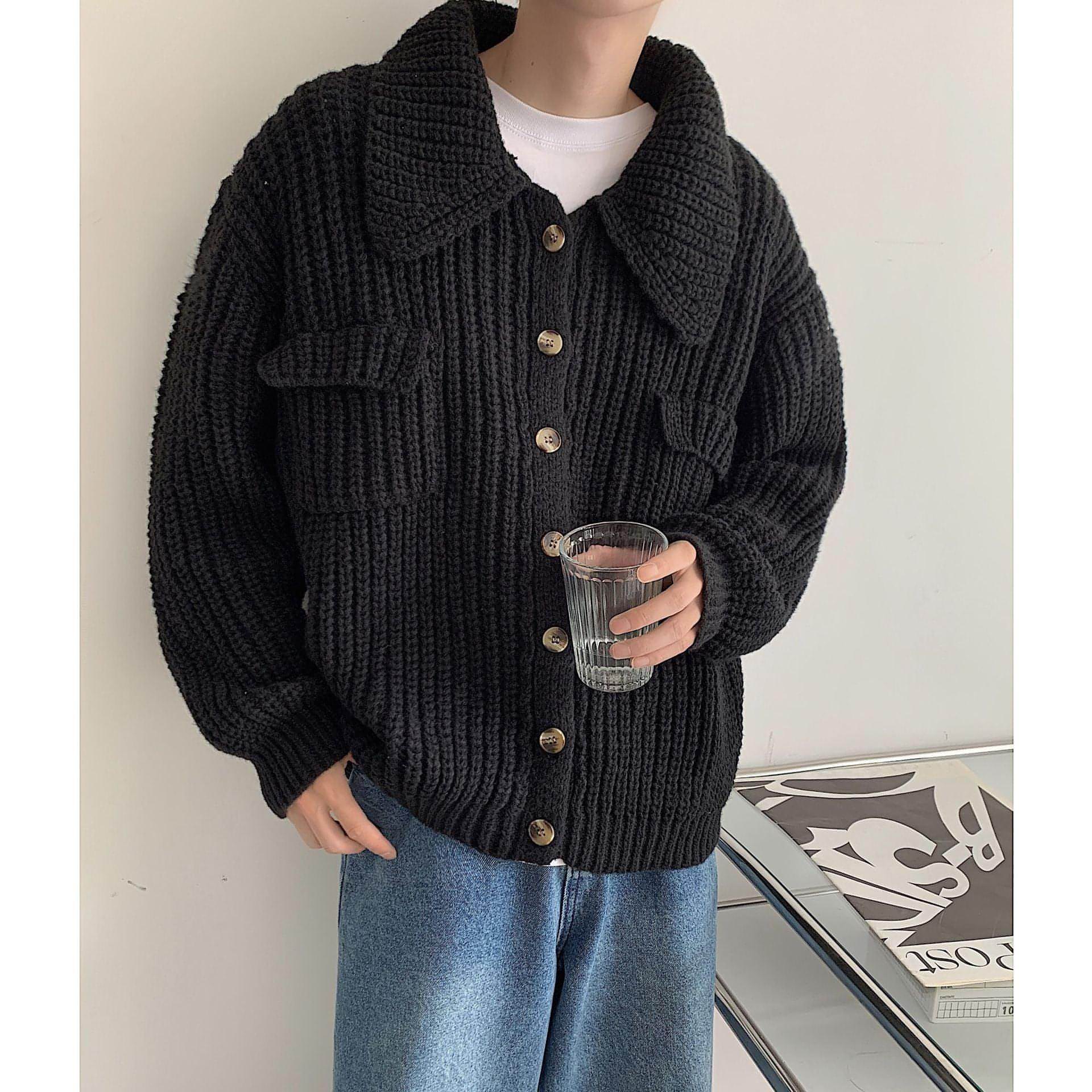 Sweter de lapela de inverno Cardigã solto de peito único