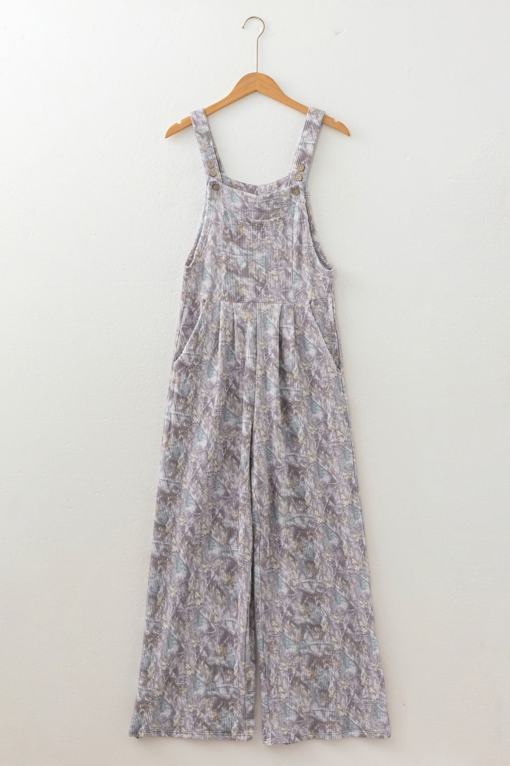 Brown Camouflage Twist Ribbed Sleeveless Full-Length Casual Jumpsuit