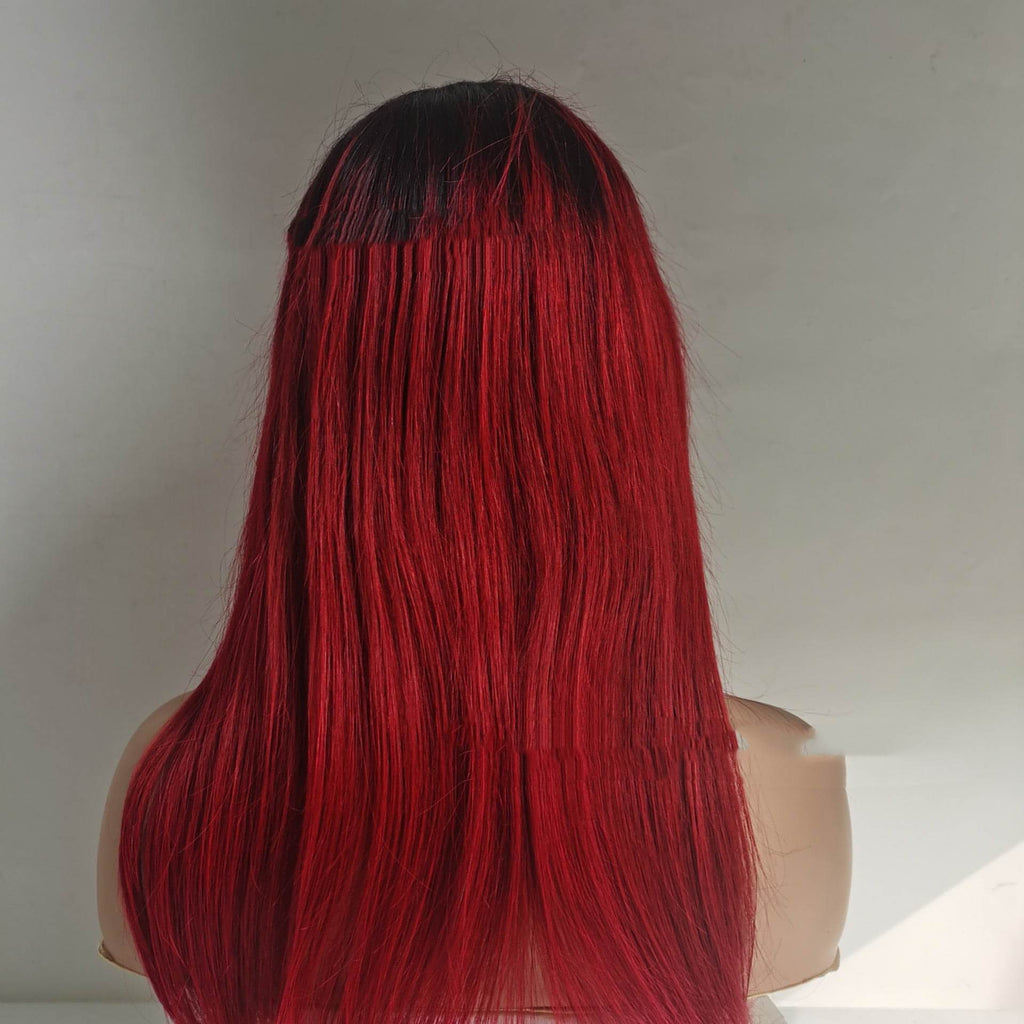 LuxeFlow Hair Real Human Hair Wig - DARK/RED