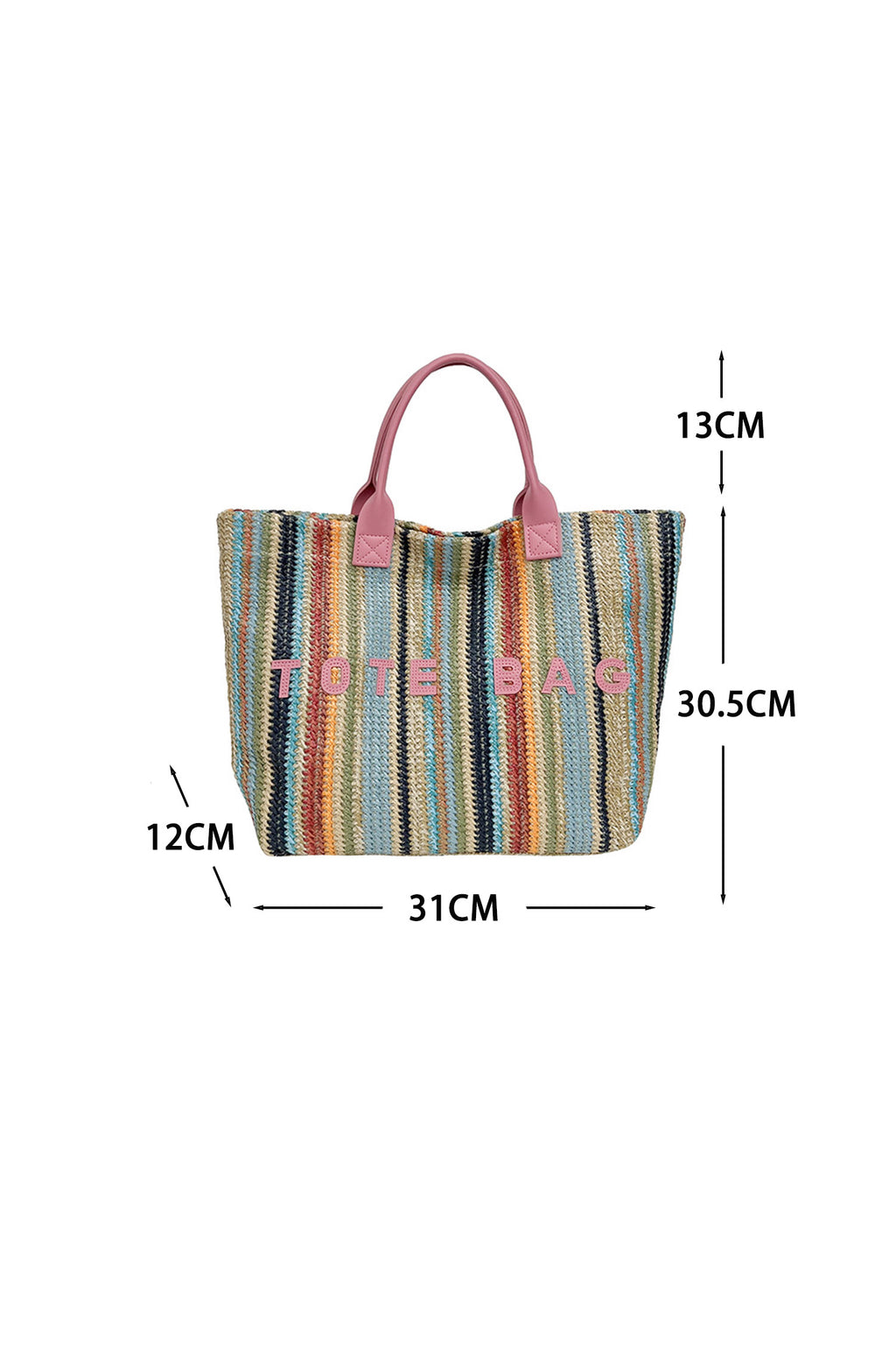 Sachet Pink Bohemian Straw Crochet Woven Tote Bag