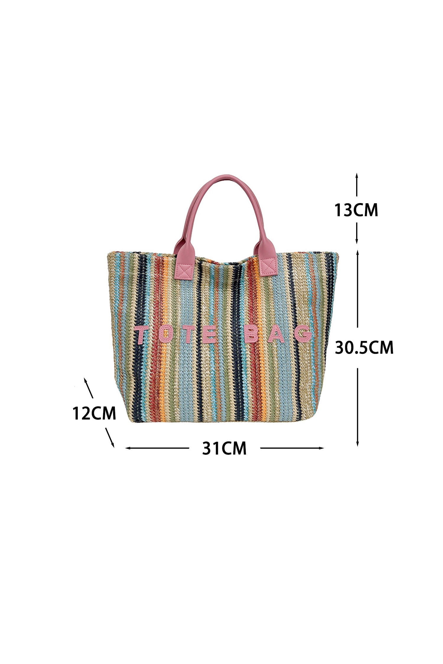 Sachet Pink Bohemian Straw Crochet Woven Tote Bag