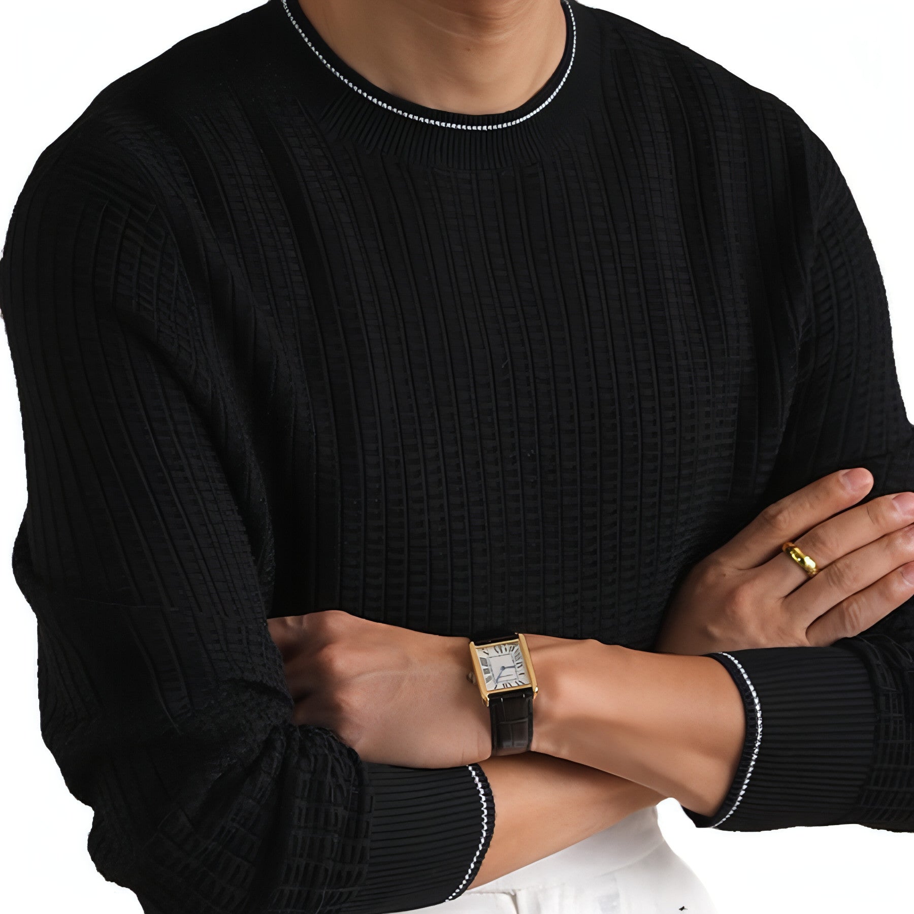 Camiseta de otoño e invierno para hombre, de manga larga, informal, de negocios