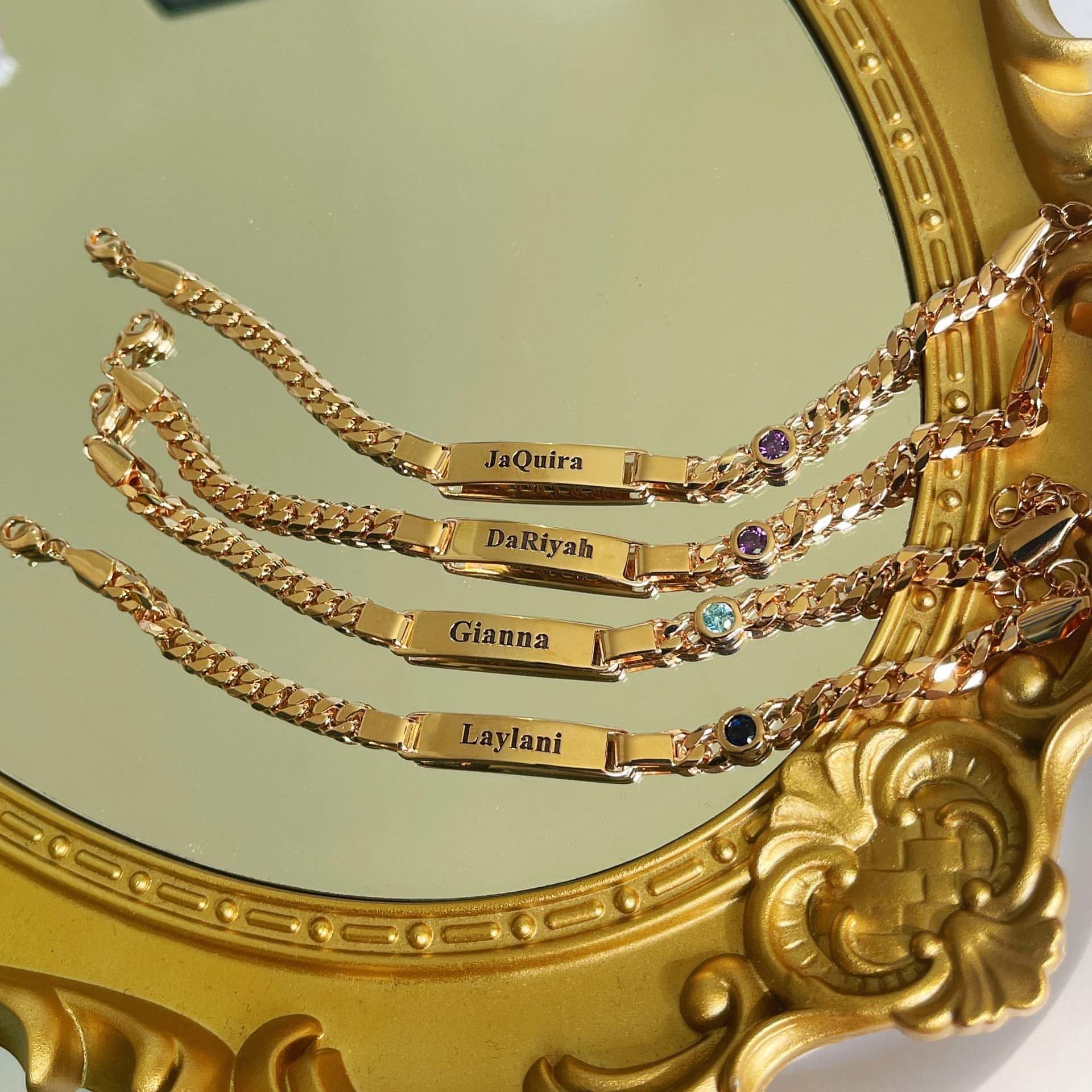 Baby Birthstone Bracelet Stainless Steel Gold Plated