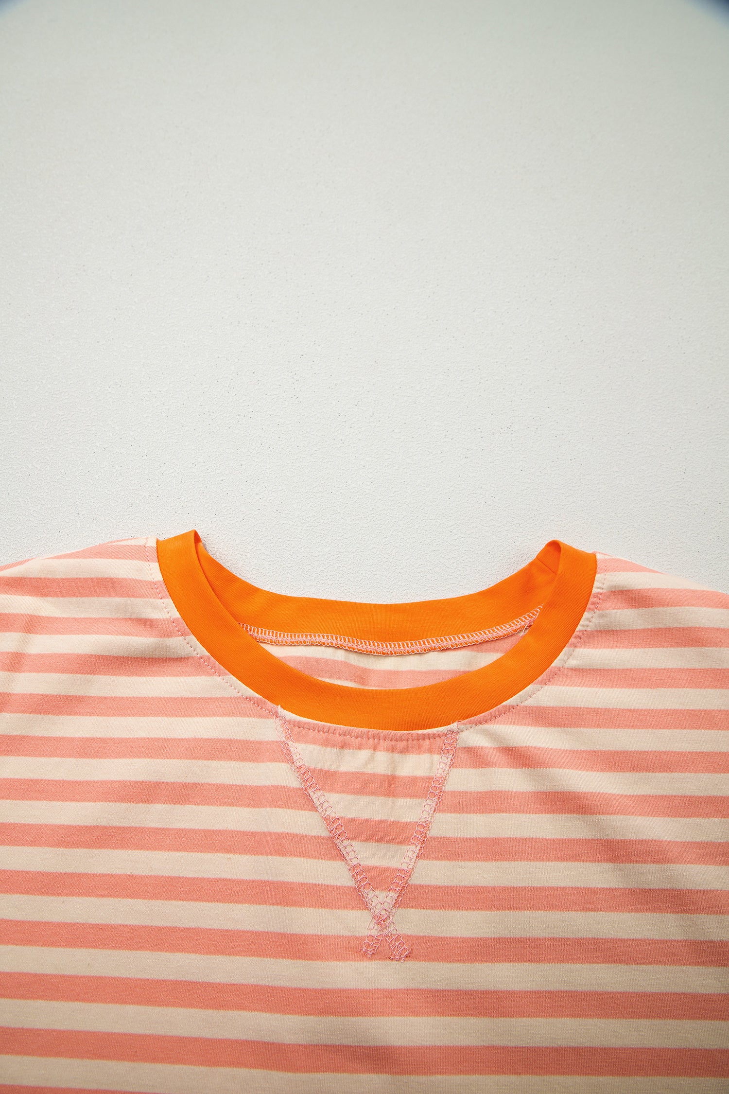 Pink Stripe Drop Shoulder T Shirt and Shorts Plus Size Summer Set