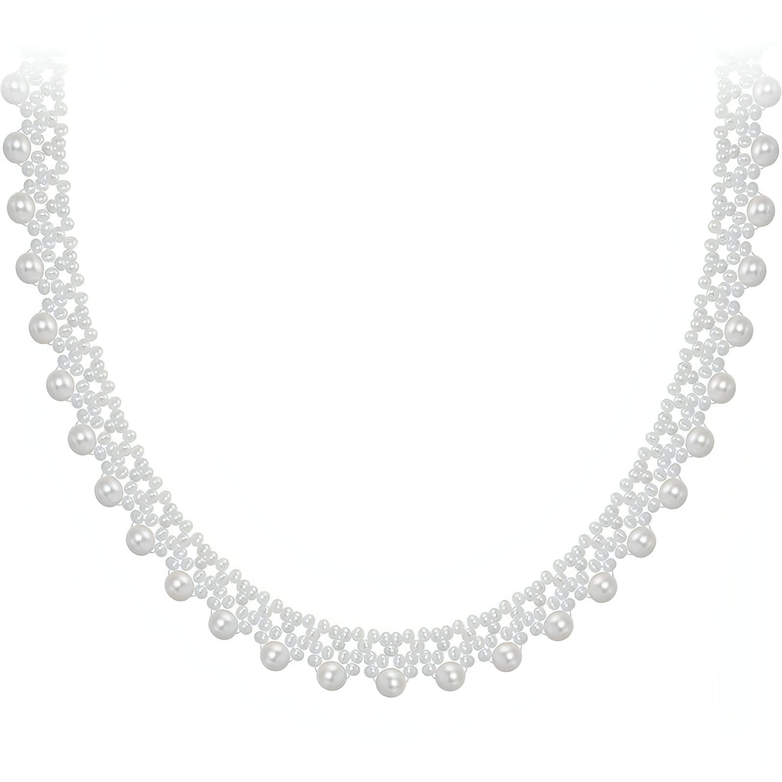 Vintage Pearl Choker with Gold Lace Accents