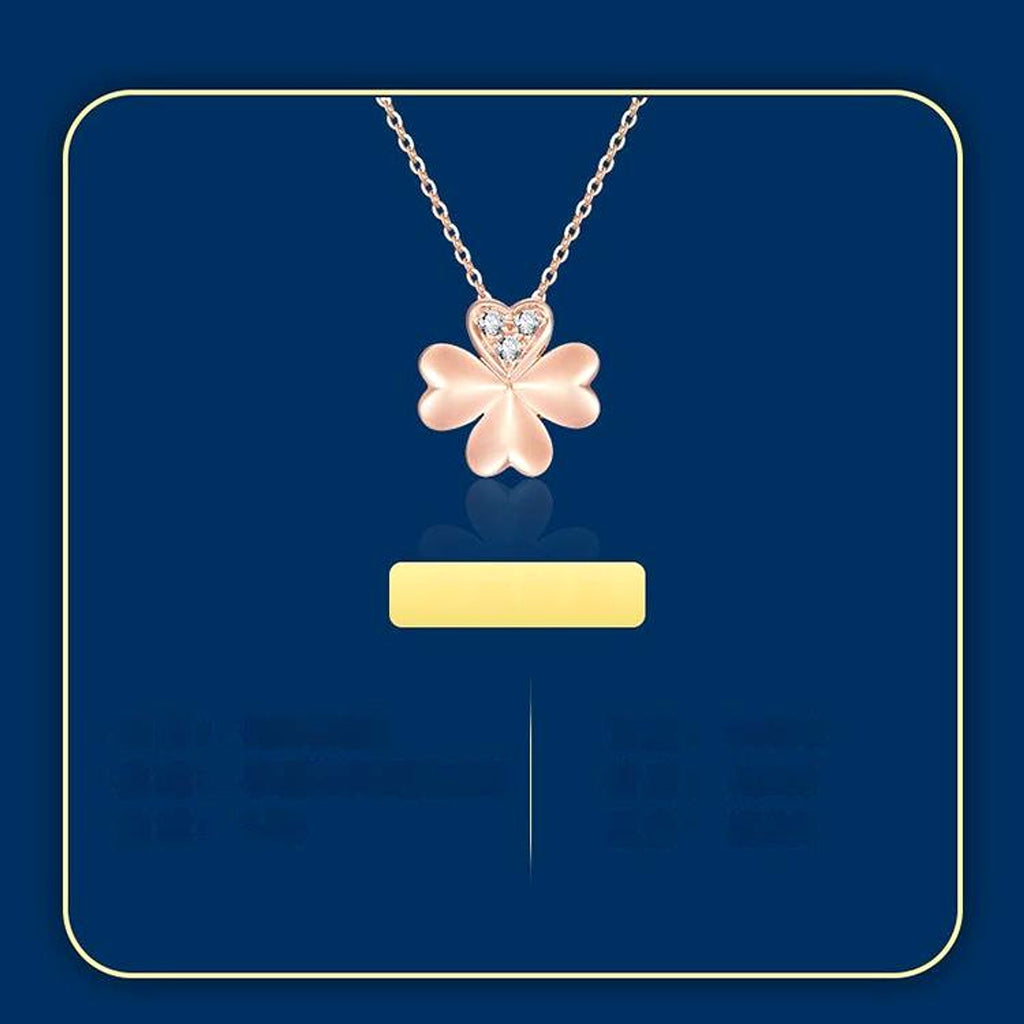 Rose Gold Clover Diamond Pendant Necklace - enhanced image 1
