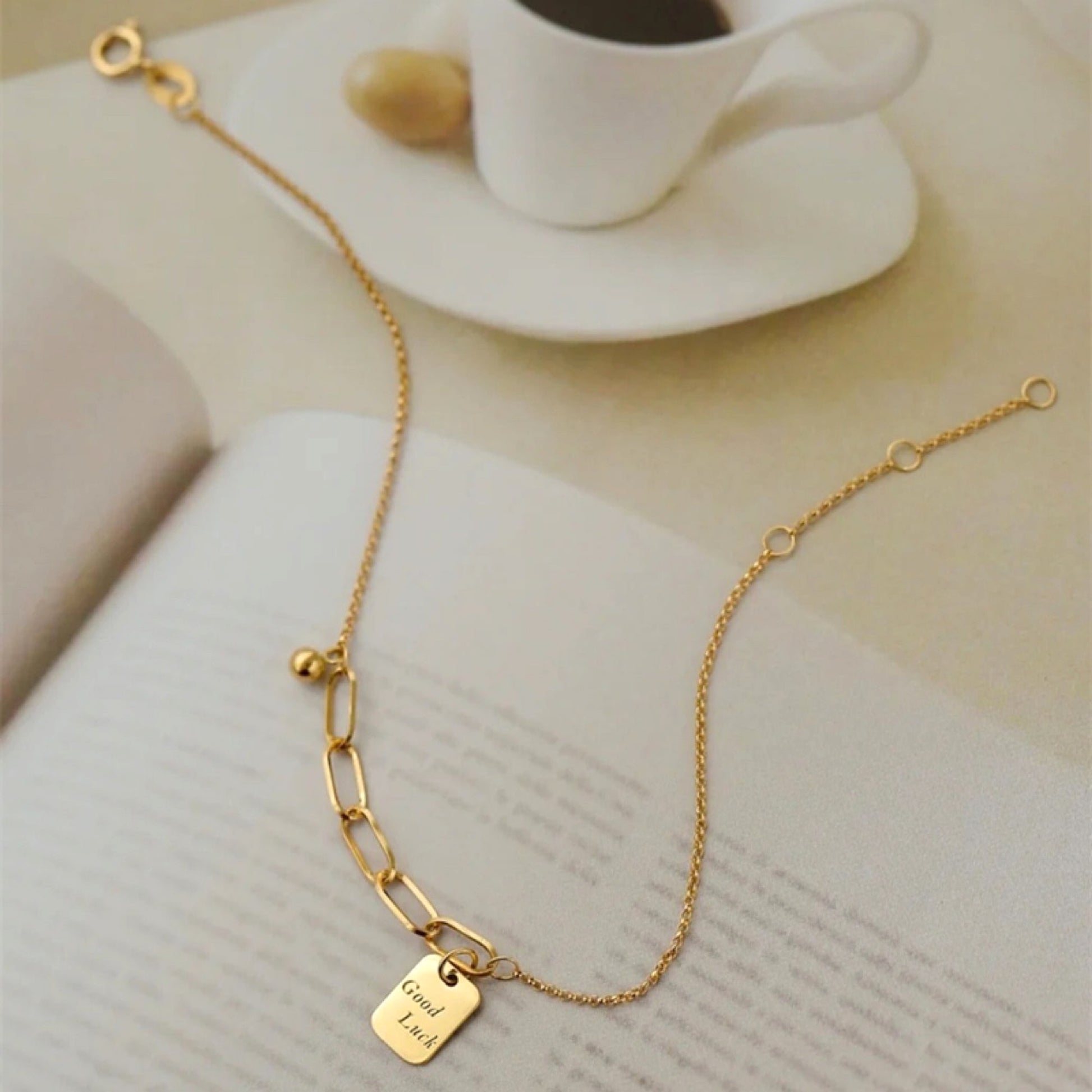 18K Gold Square Necklace Bracelet For Women - enhanced image 1
