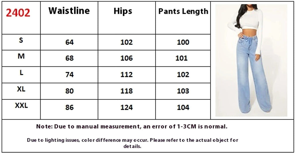25 Edition – High Waist Drawstring Wide Leg Jeans – Light Blue - enhanced image 1
