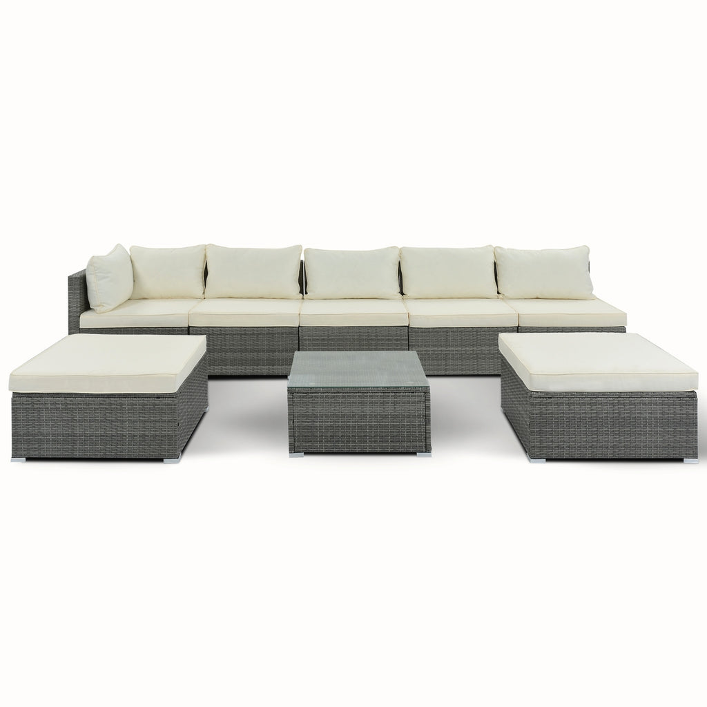 LuneluX_Home – 8-Piece Wicker Patio Conversation Set with Cushions - enhanced image 1
