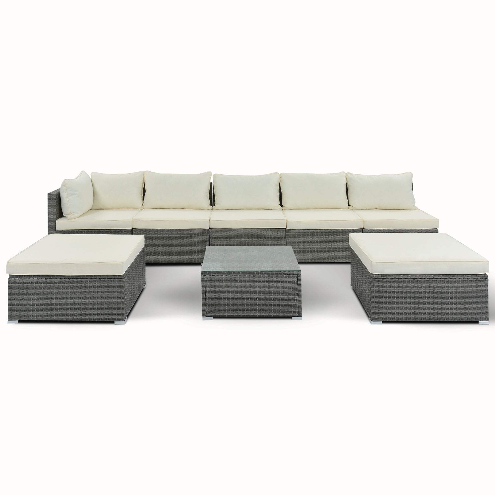 LuneluX_Home – 8-Piece Wicker Patio Conversation Set with Cushions - enhanced image 1