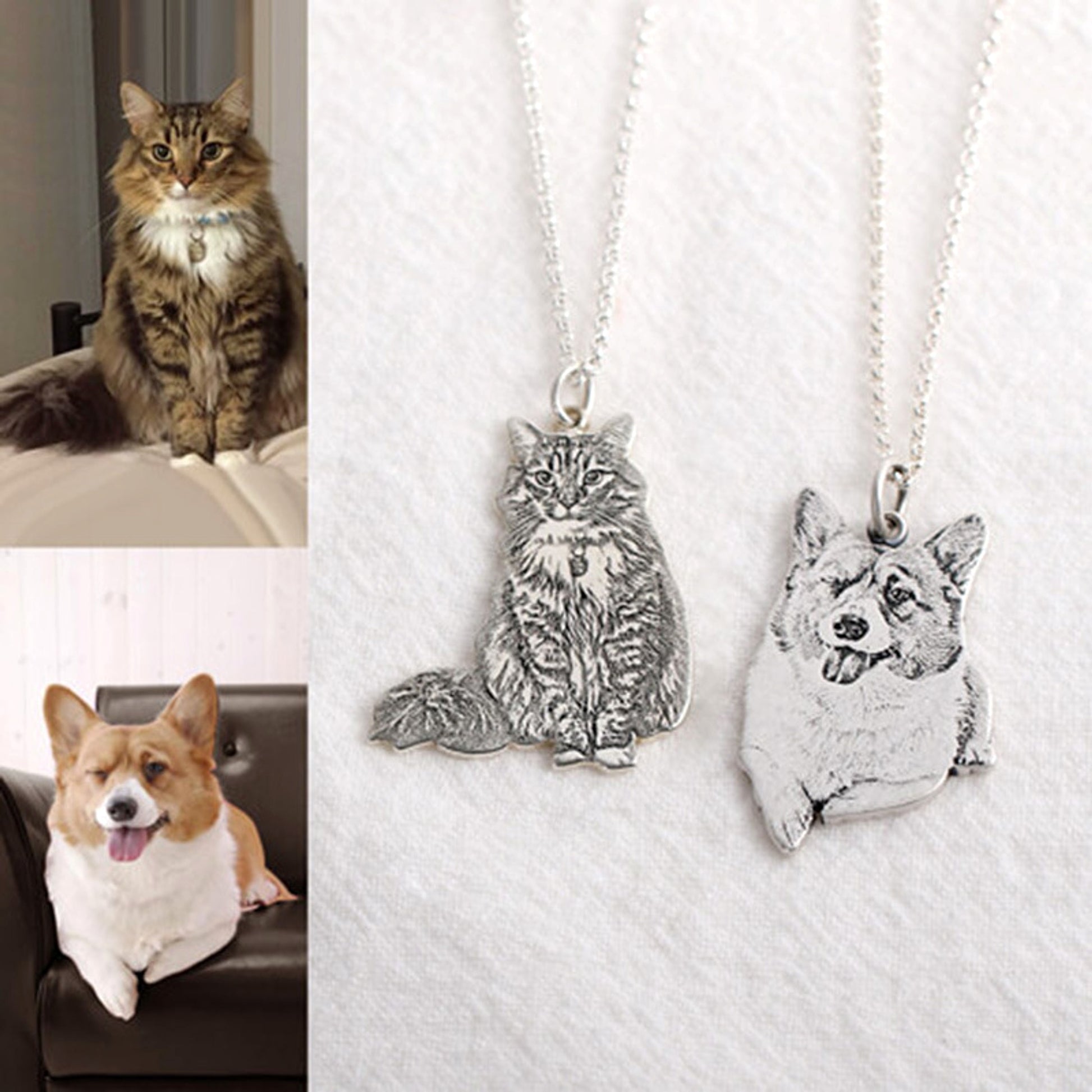 925 Silver Custom Cat And Dog Animal Photo Necklace - enhanced image 1