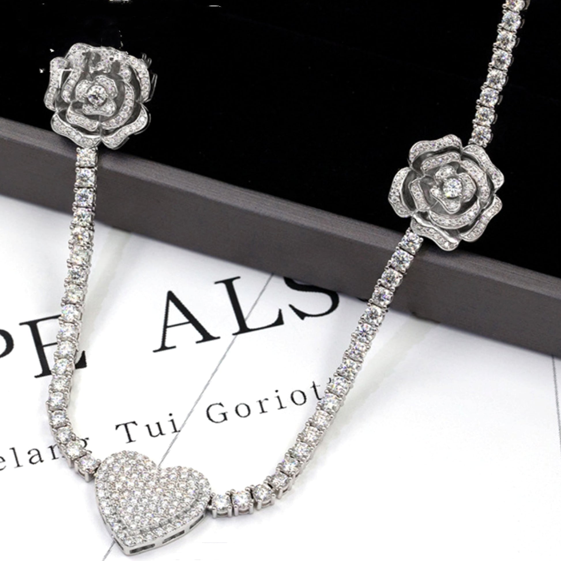 925 Silver Set Moissani Hip-hop Personalized Rose Necklace - enhanced image 1
