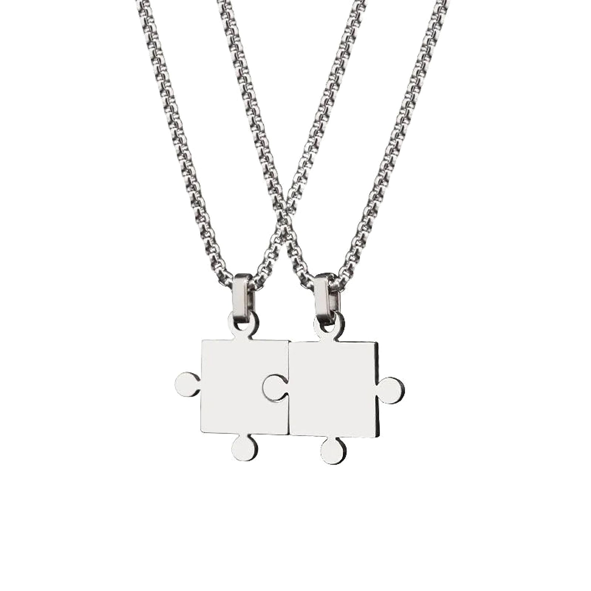 A Pair Of Puzzle Lettering Commemorative Pendant Necklace - enhanced image 1