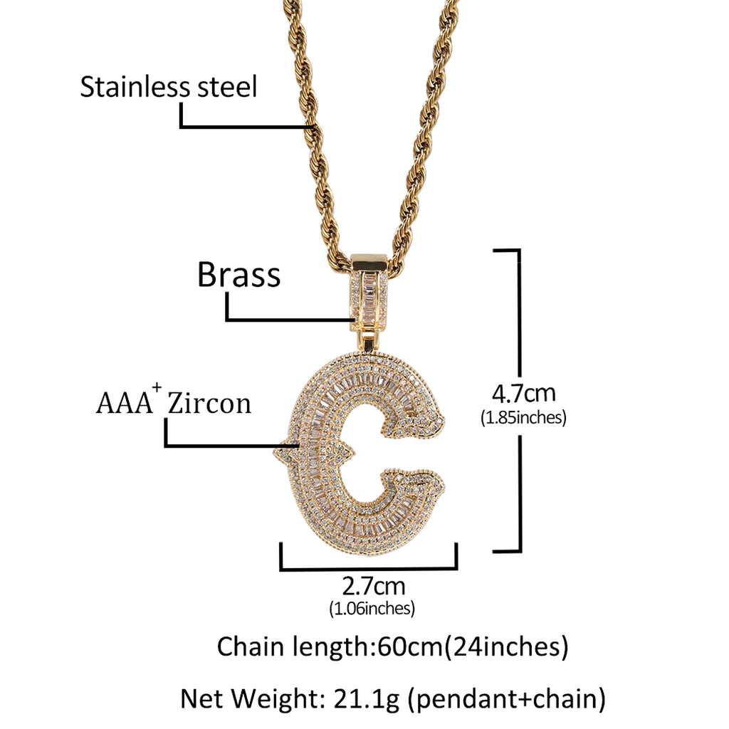 Hip-Hop Iced Out Alphabet Pendant Necklace – Bling Statement Jewelry - enhanced image 1
