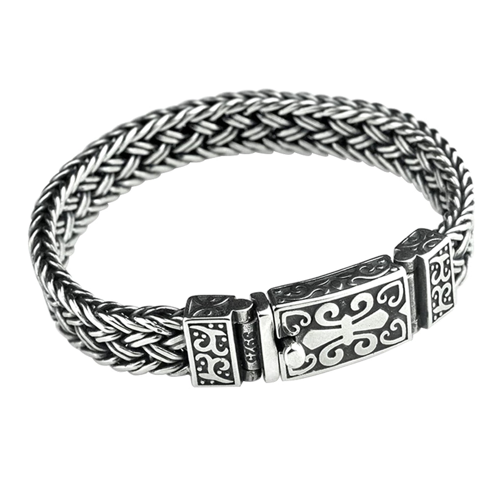 Antique Wide Braided Bracelet Men's Thick Tide Brand Generous Ring Buckle - enhanced image 1
