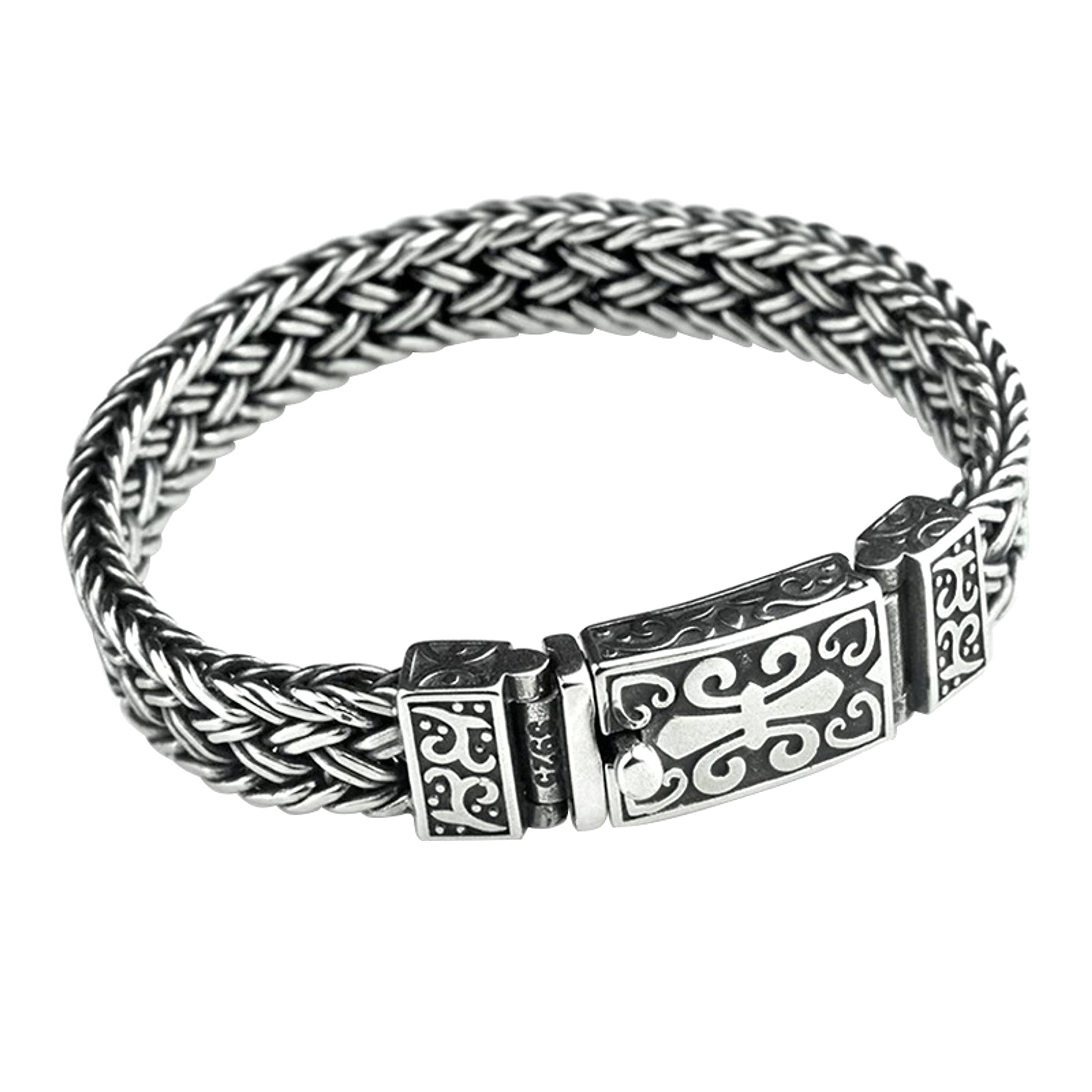 Antique Wide Braided Bracelet Men's Thick Tide Brand Generous Ring Buckle - enhanced image 1