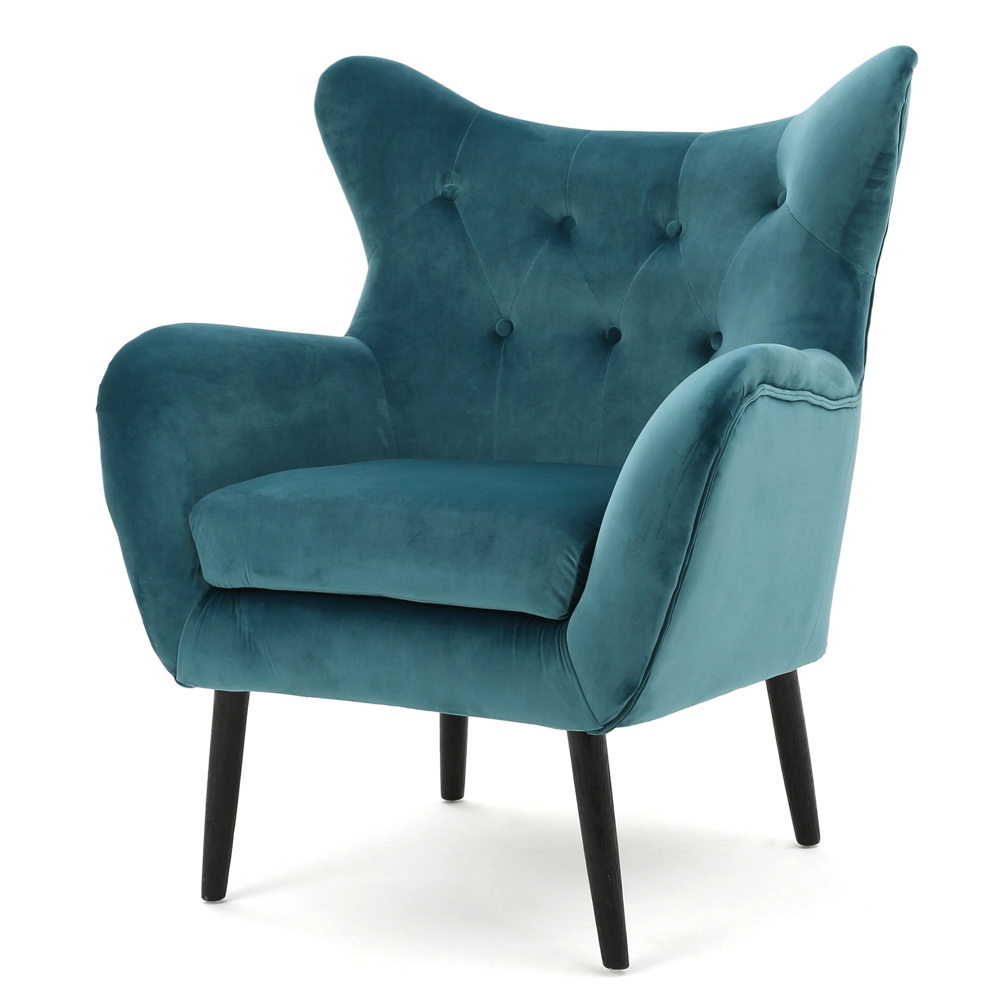 🪑 LuneluX_Home – Velvet Wingback Lounge Chair (Teal) - enhanced image 1