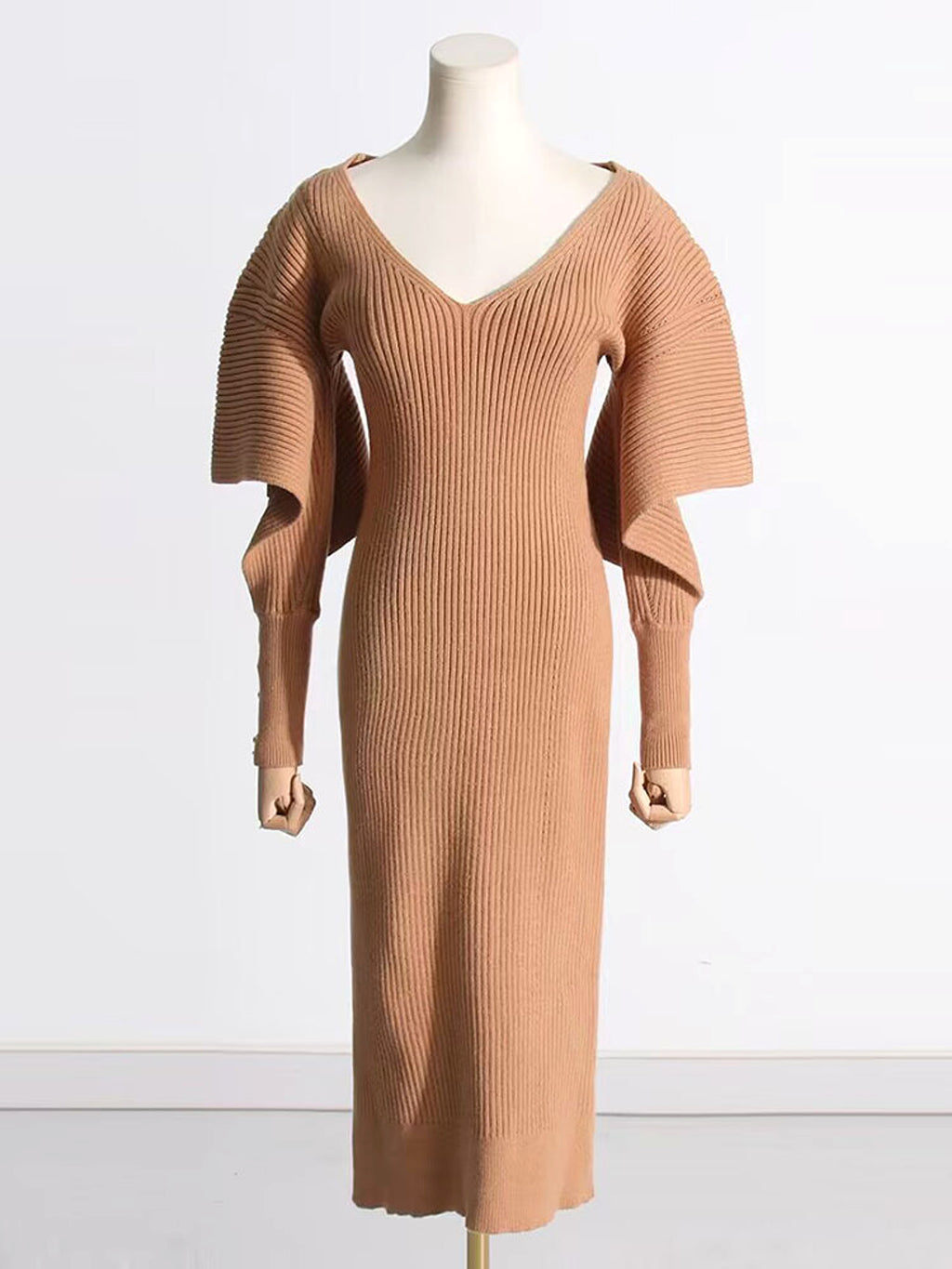 Autumn And Winter Urban Wind Casual Dolman Sleeve Wool Dress - enhanced image 1