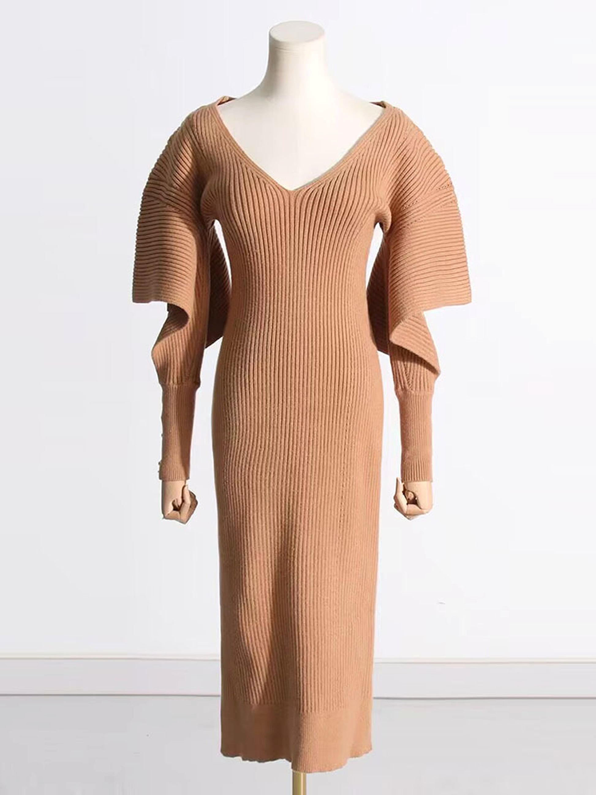 Autumn And Winter Urban Wind Casual Dolman Sleeve Wool Dress - enhanced image 1