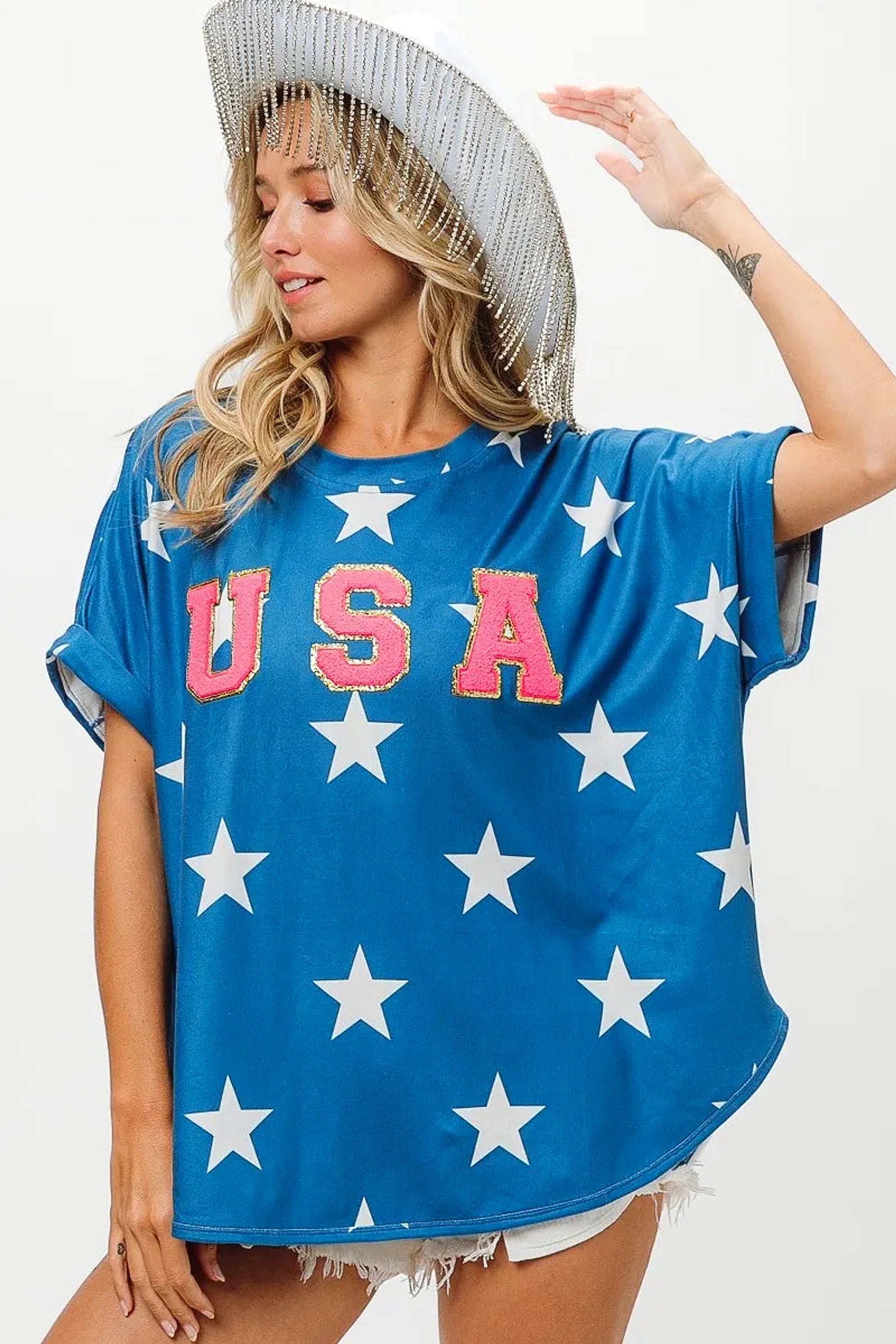 BiBi Fourth Of July Star Knit T-Shirt - enhanced image 1
