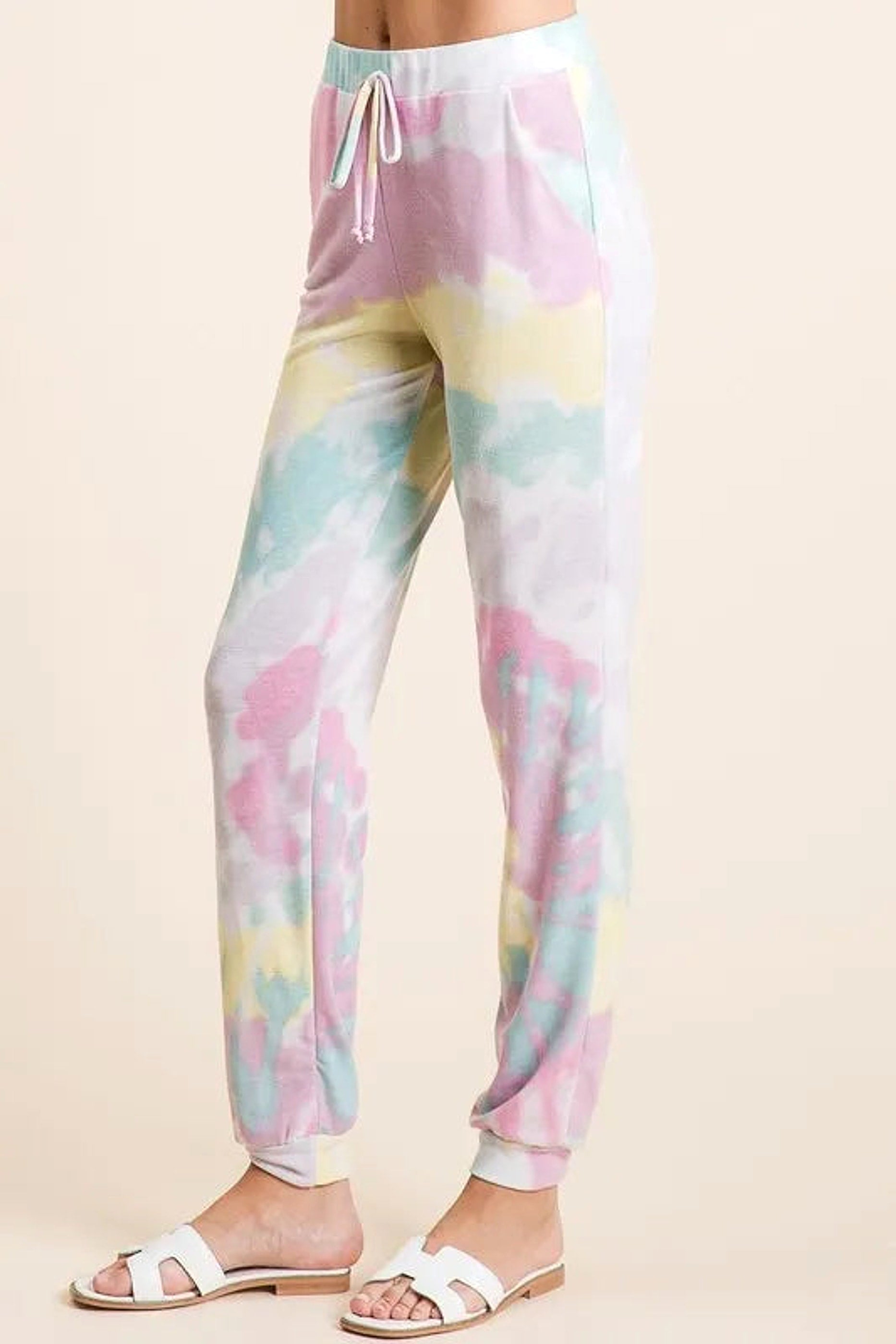 BiBi Tie Dye French Terry Casual Pants - enhanced image 1